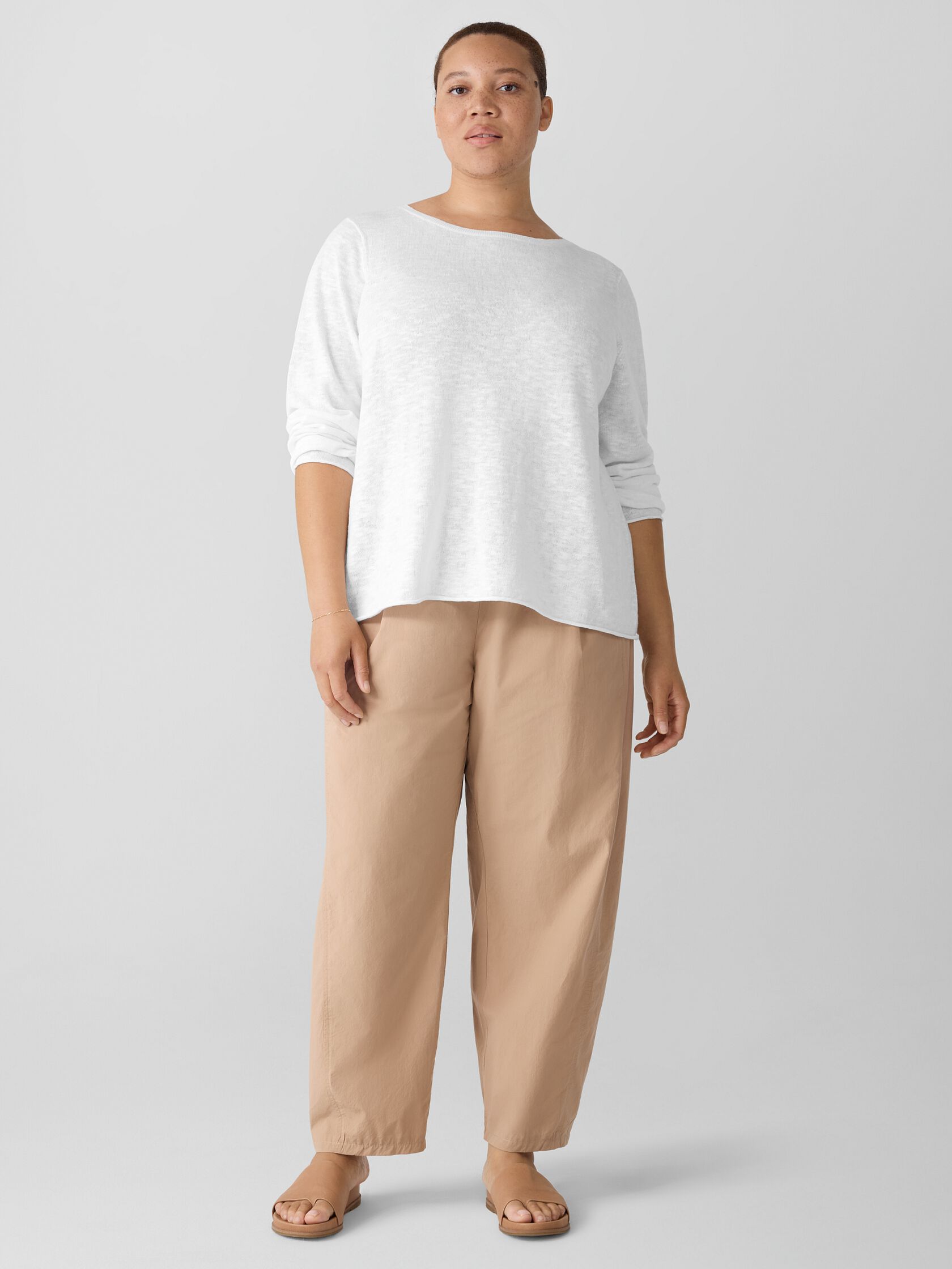Organic Linen Cotton Slub Bateau Neck Top