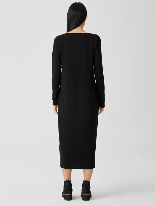 Stretch Jersey Knit Jewel Neck Dress