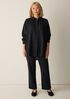 Wool Cotton Check Classic Collar Long Shirt