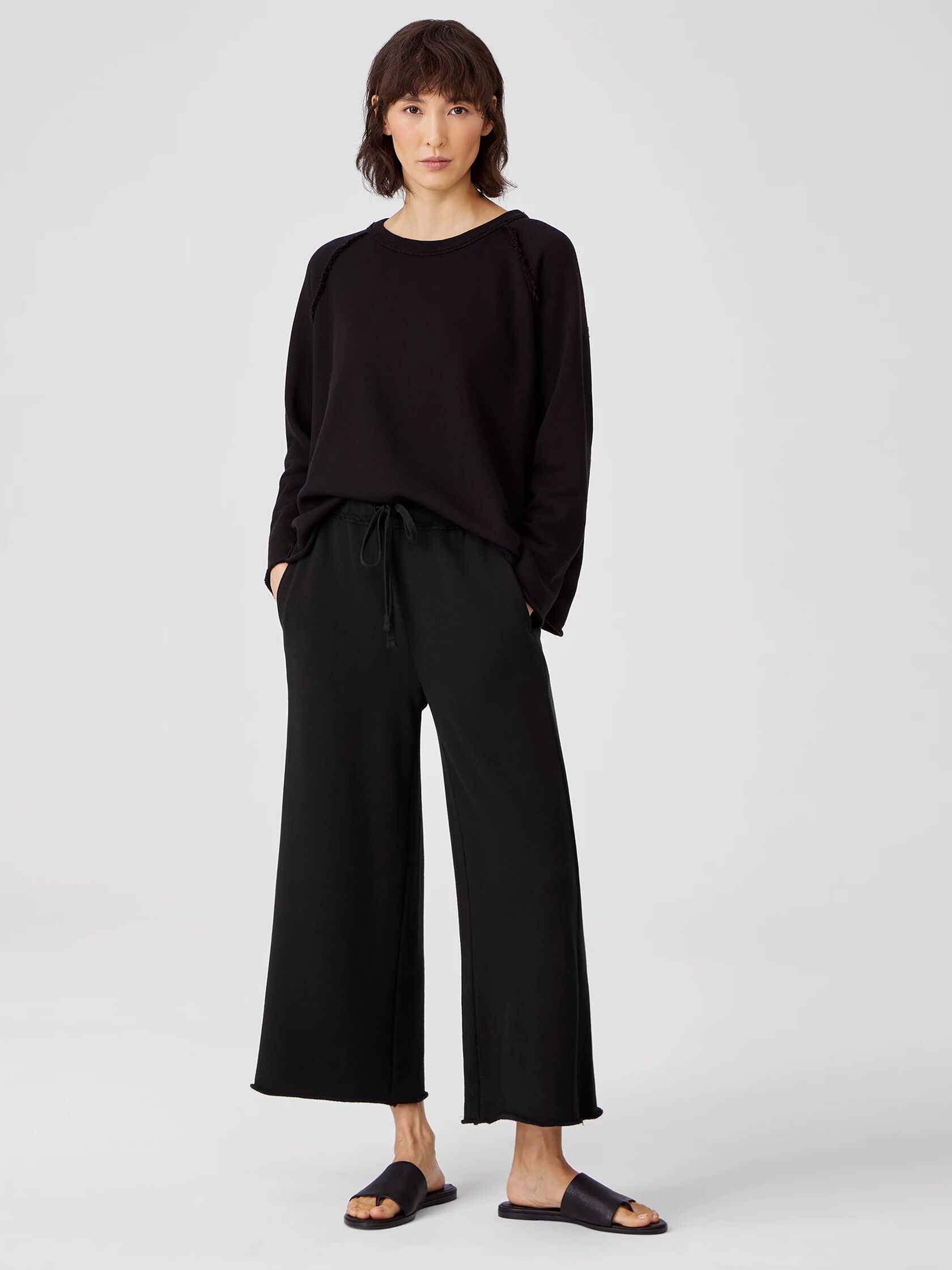 Organic Cotton French Terry Wide-Leg Pant