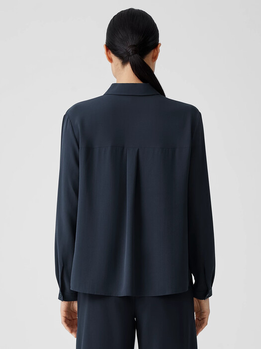 Silk Georgette Crepe Classic Collar Shirt