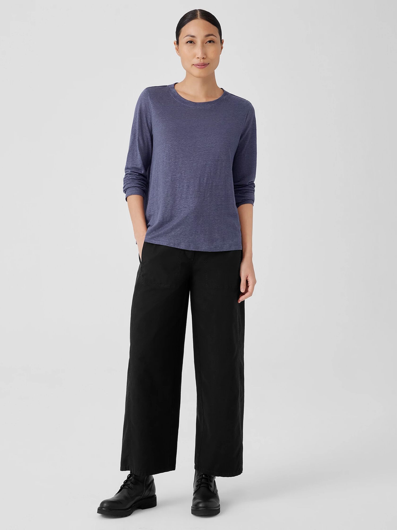 Organic Linen Jersey Crew Neck Top