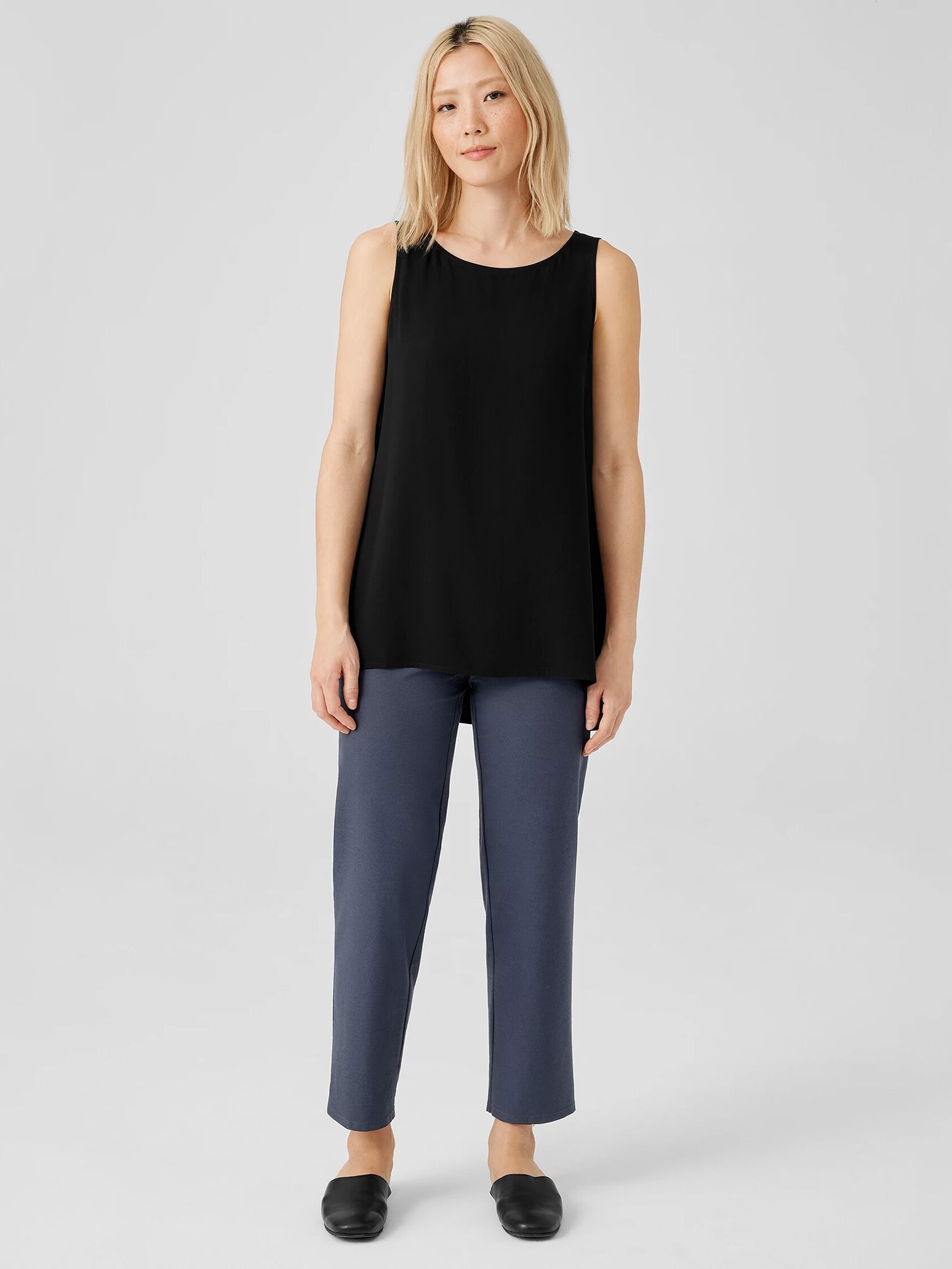 Washable Stretch Crepe Straight Pant