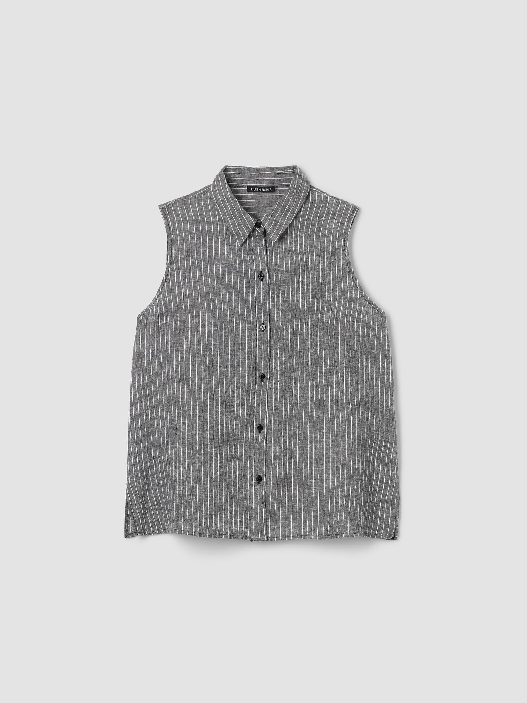 Puckered Organic Linen Sleeveless Shirt