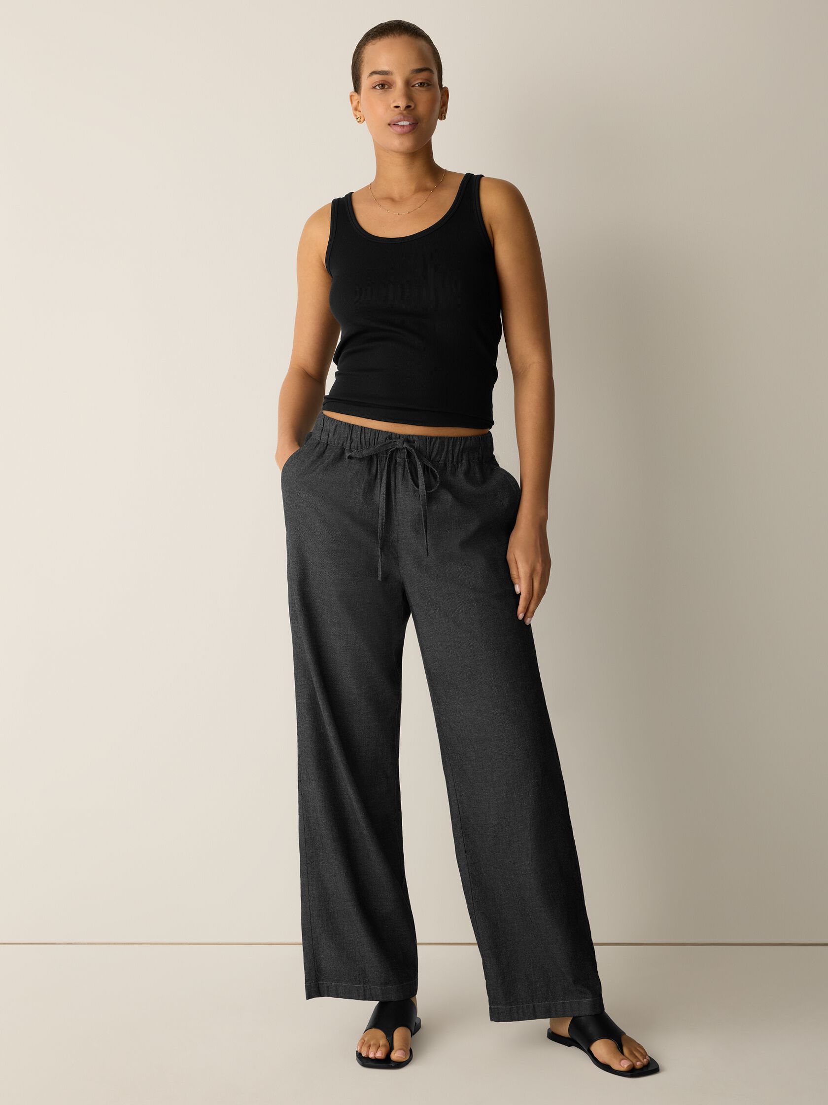 Airy Organic Cotton Twill Full-Length Straight Pant