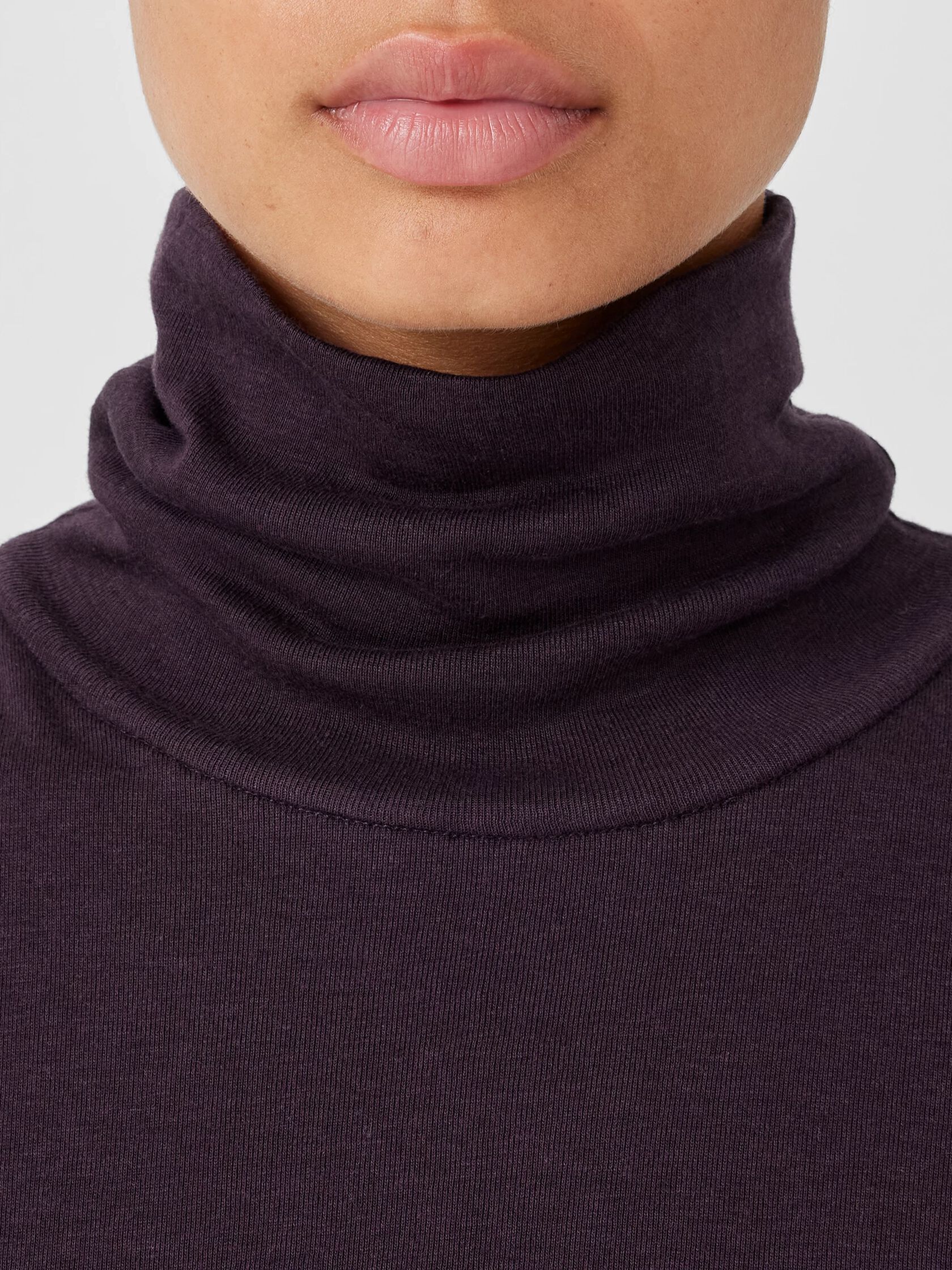 Ribbed Pima Cotton Blend Turtleneck Top