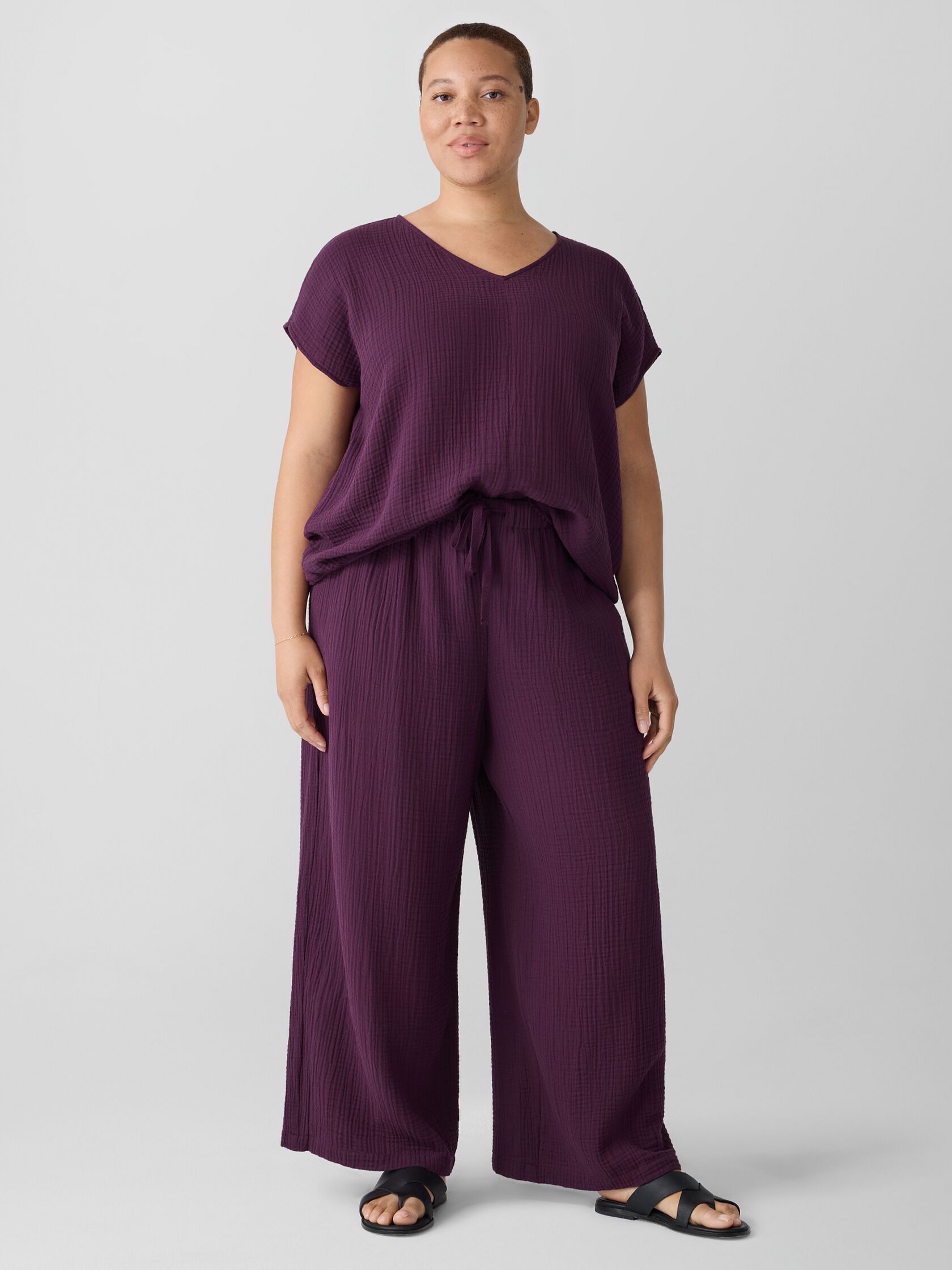 Organic Cotton Lofty Gauze Wide-Leg Pant
