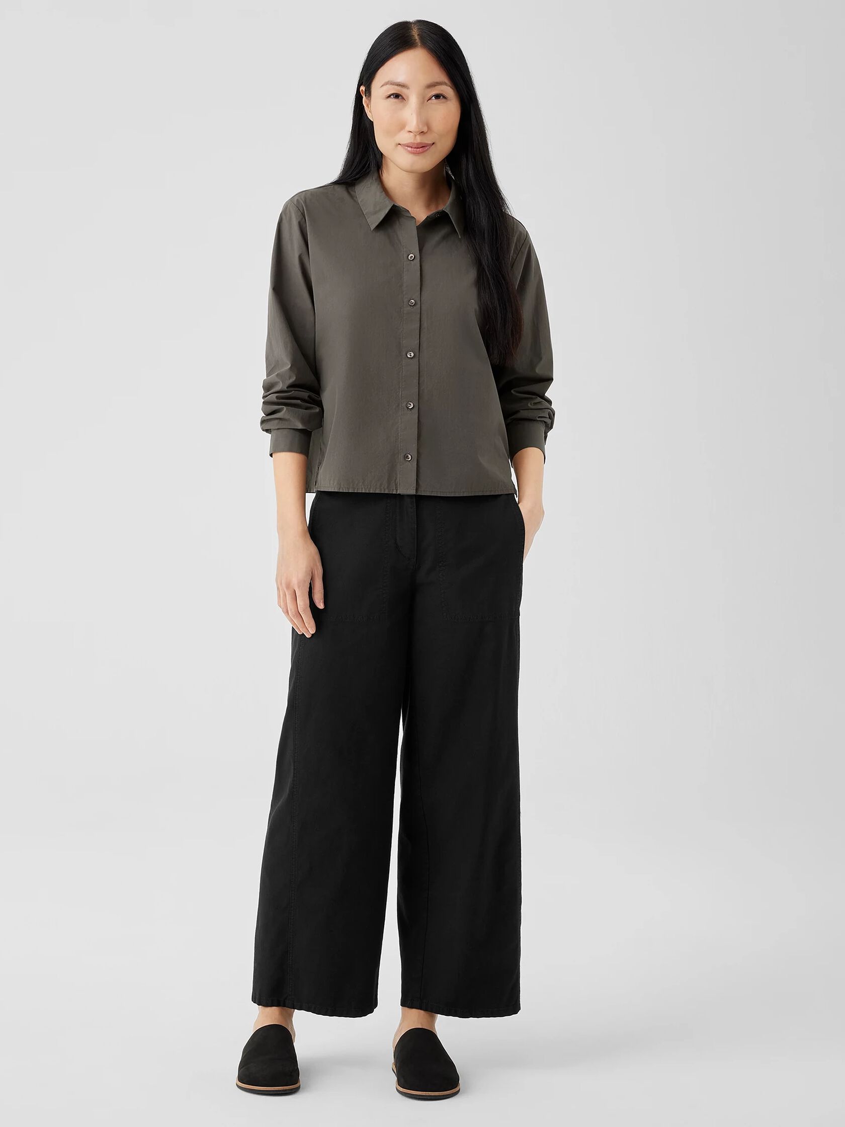 Cotton Hemp Stretch Wide-Leg Pant