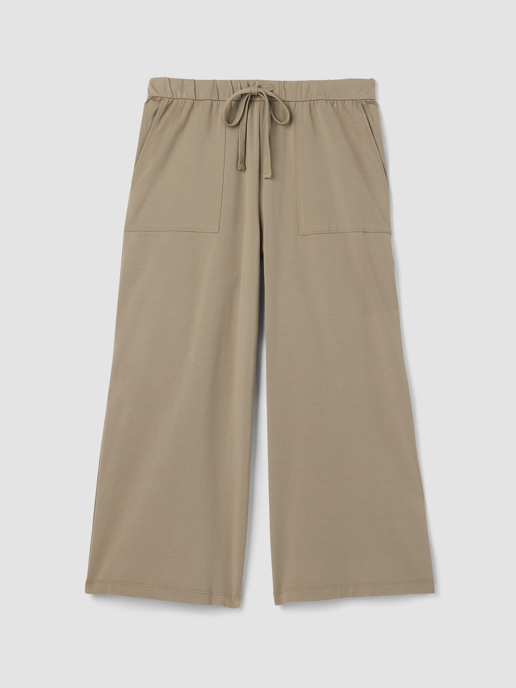 Pima Cotton Stretch Jersey Wide-Leg Pant