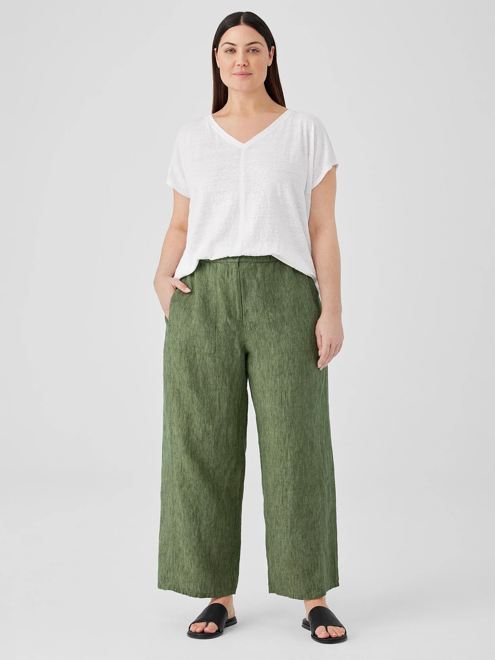 Washed Organic Linen Délavé Wide Trouser Pant