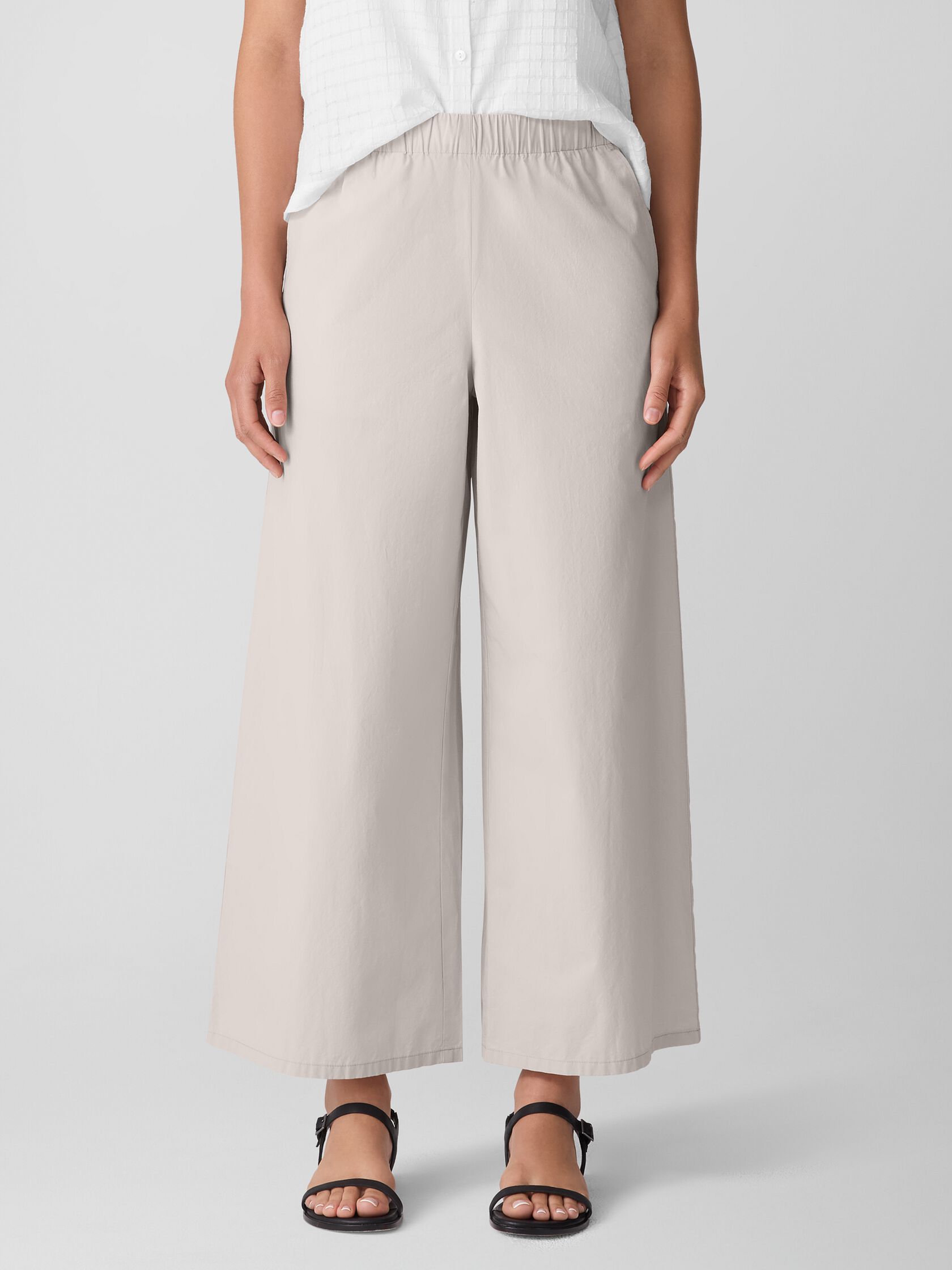 Washed Organic Cotton Poplin Wide-Leg Pant