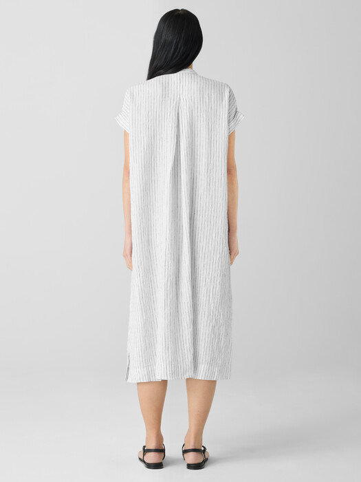 Puckered Organic Linen Shirtdress