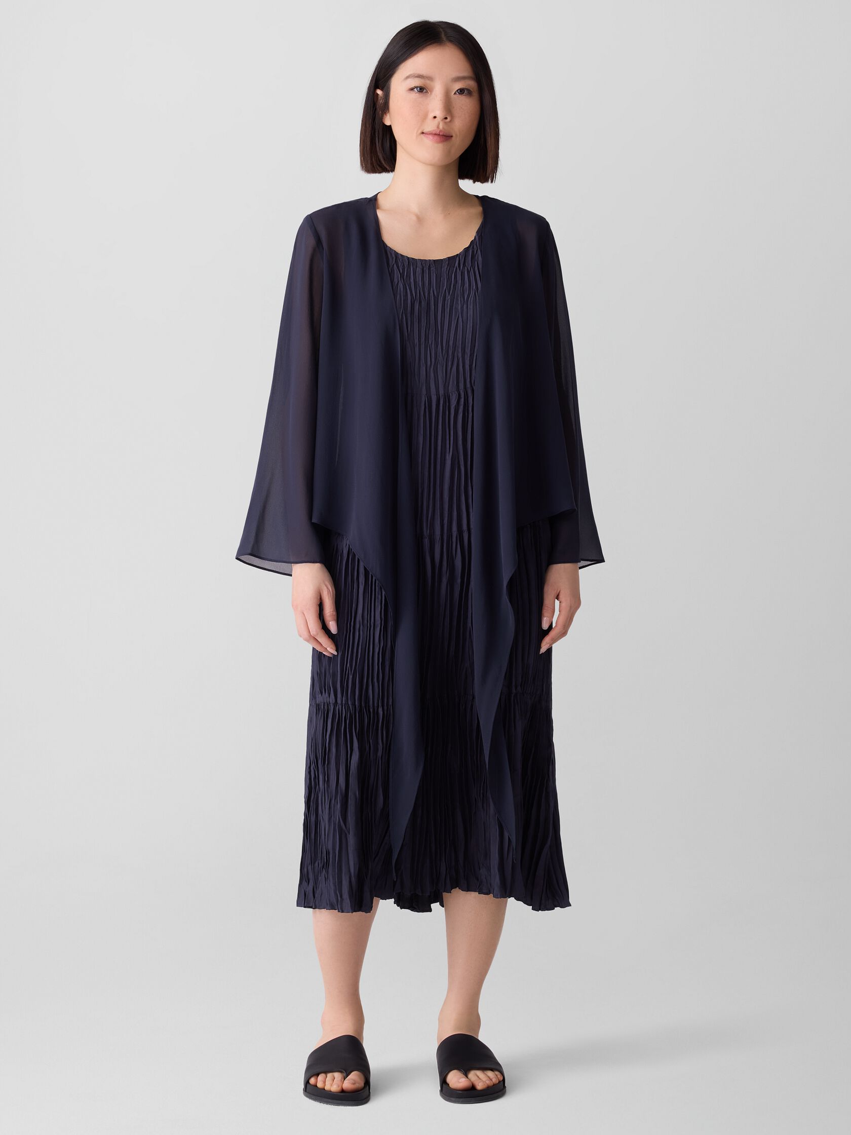 Sheer Silk Georgette Tie Jacket