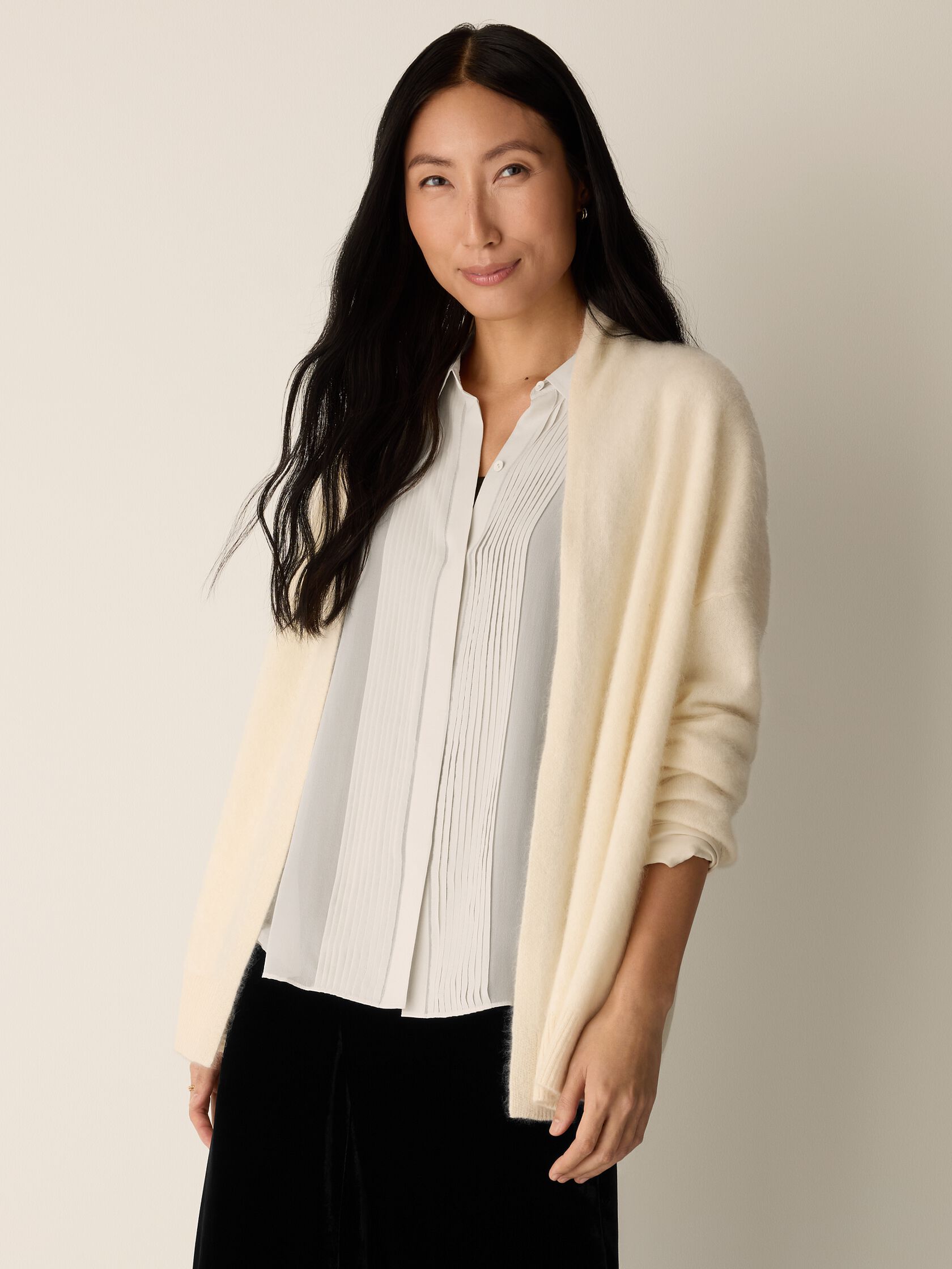 Cashmere Fluff High Collar Cardigan