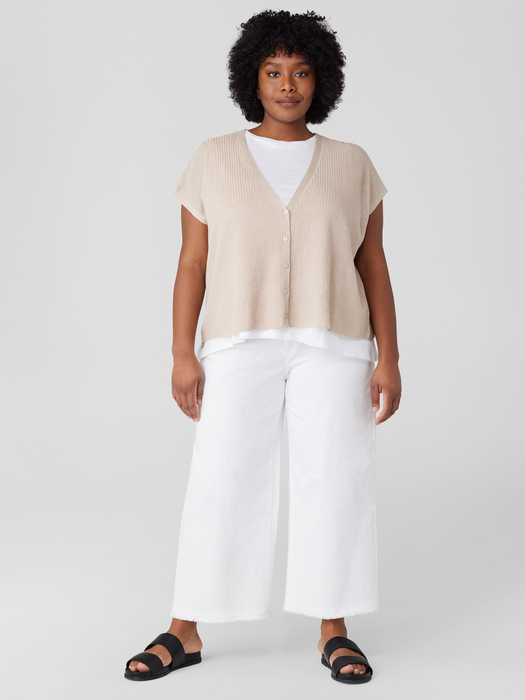 Organic Linen Cotton Short-Sleeve Cardigan