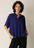 Silk Georgette Crepe Split Neck Top