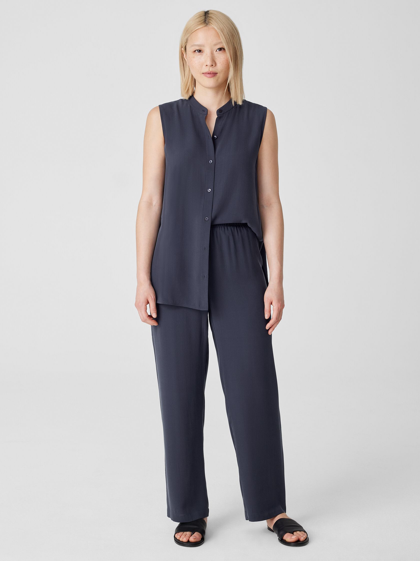 Silk Georgette Crepe Straight Pant