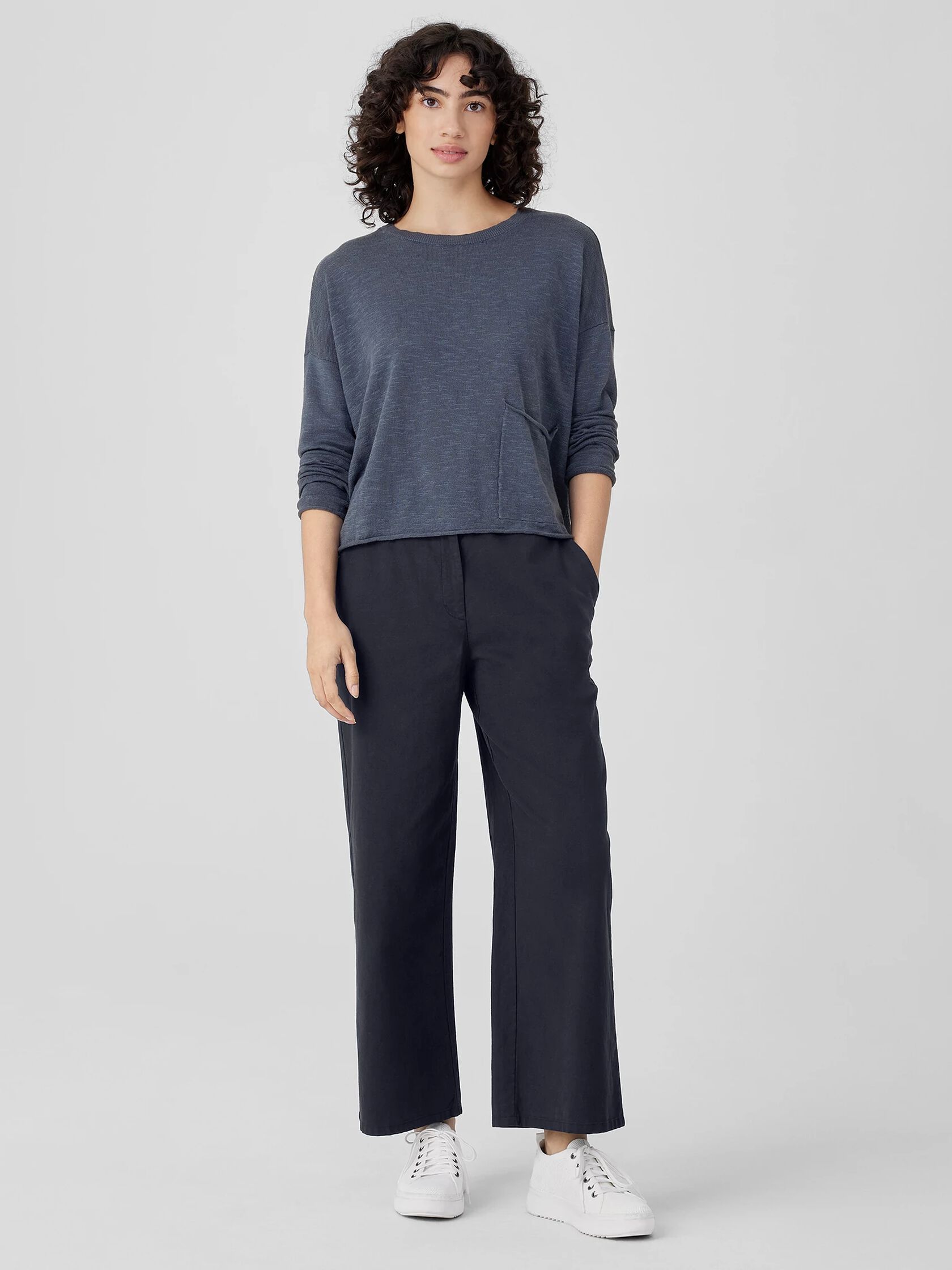 Cotton Hemp Stretch Wide-Leg Pant