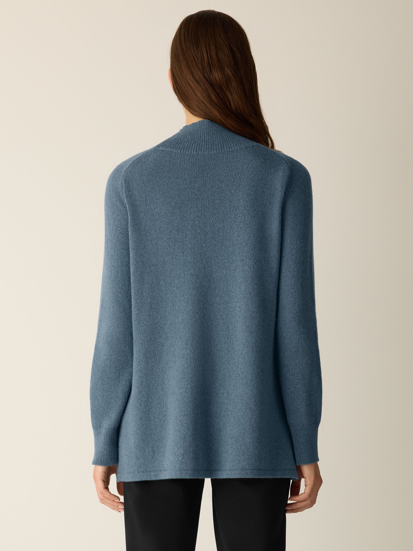 Cotton & Recycled Cashmere Turtleneck Long Top