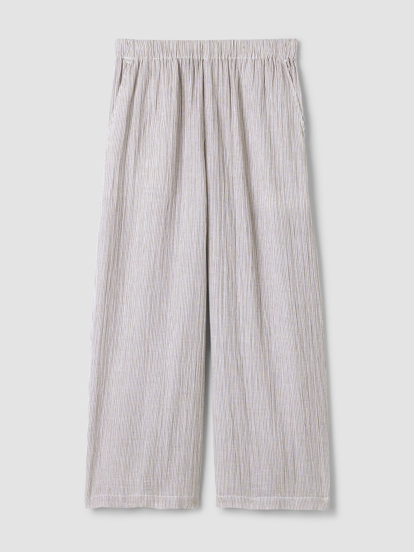 Striped Organic Cotton Gauze Wide-Leg Pant