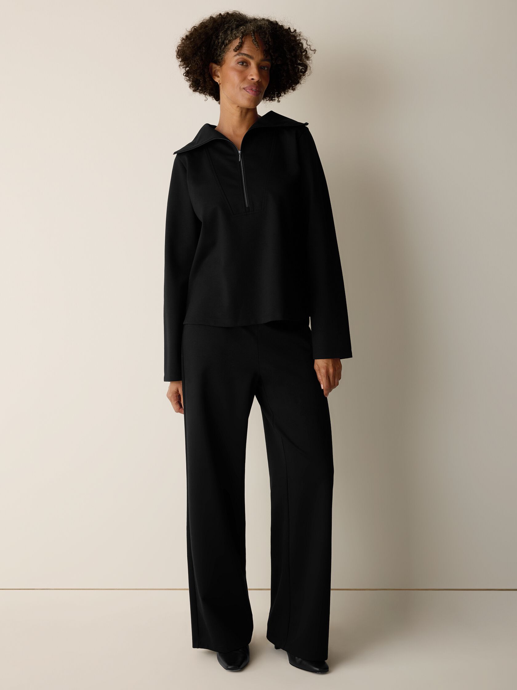 Lightweight Ponte Funnel Neck Top