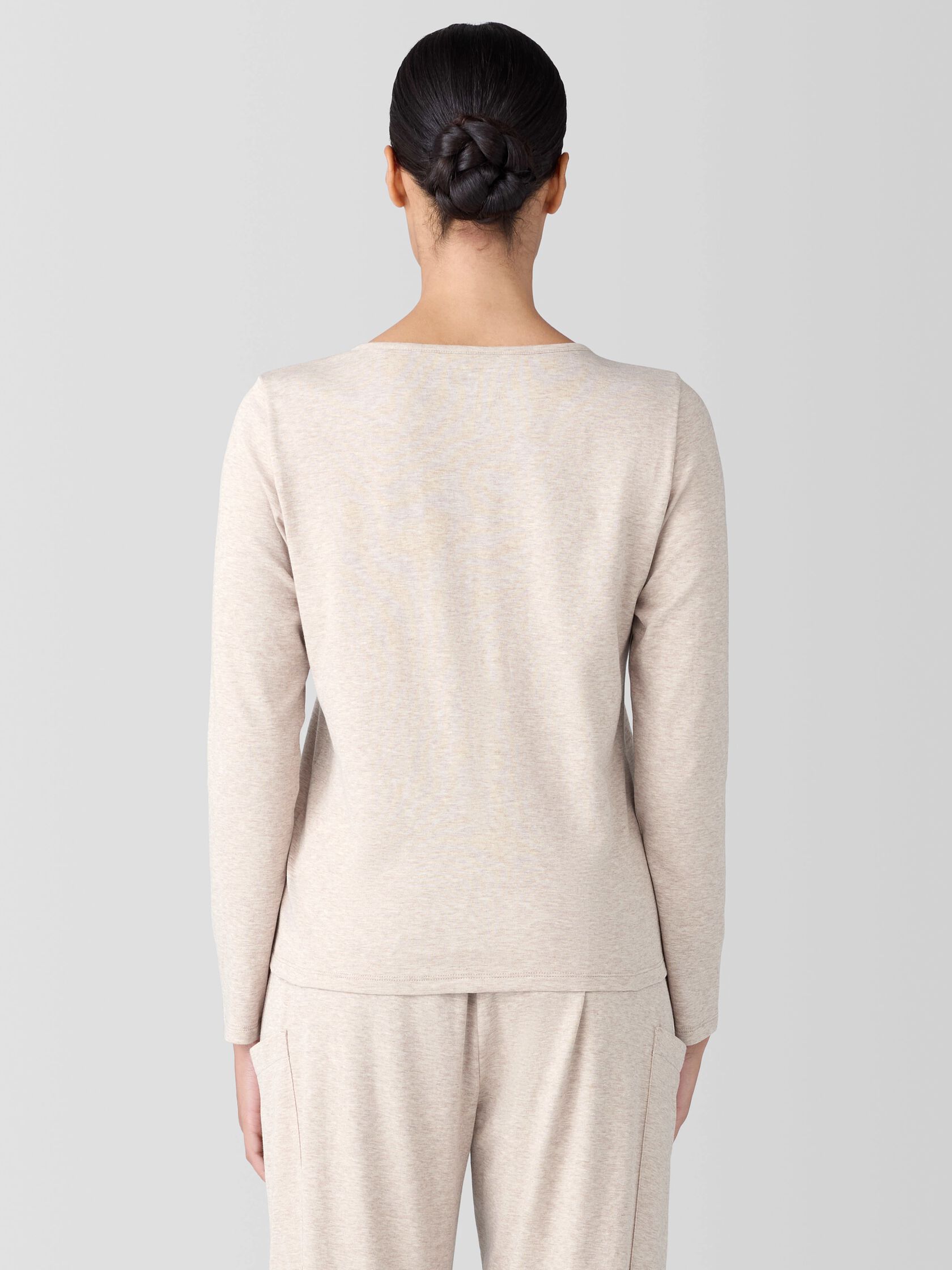 Mélange Organic Cotton Interlock Henley Sleep Top
