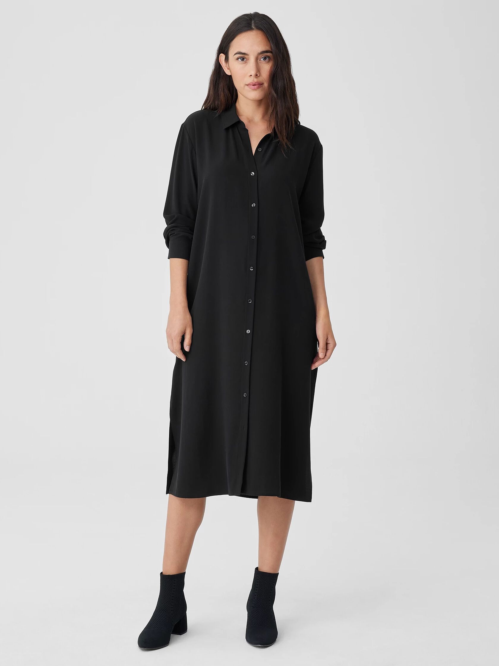 Silk Georgette Crepe Shirtdress