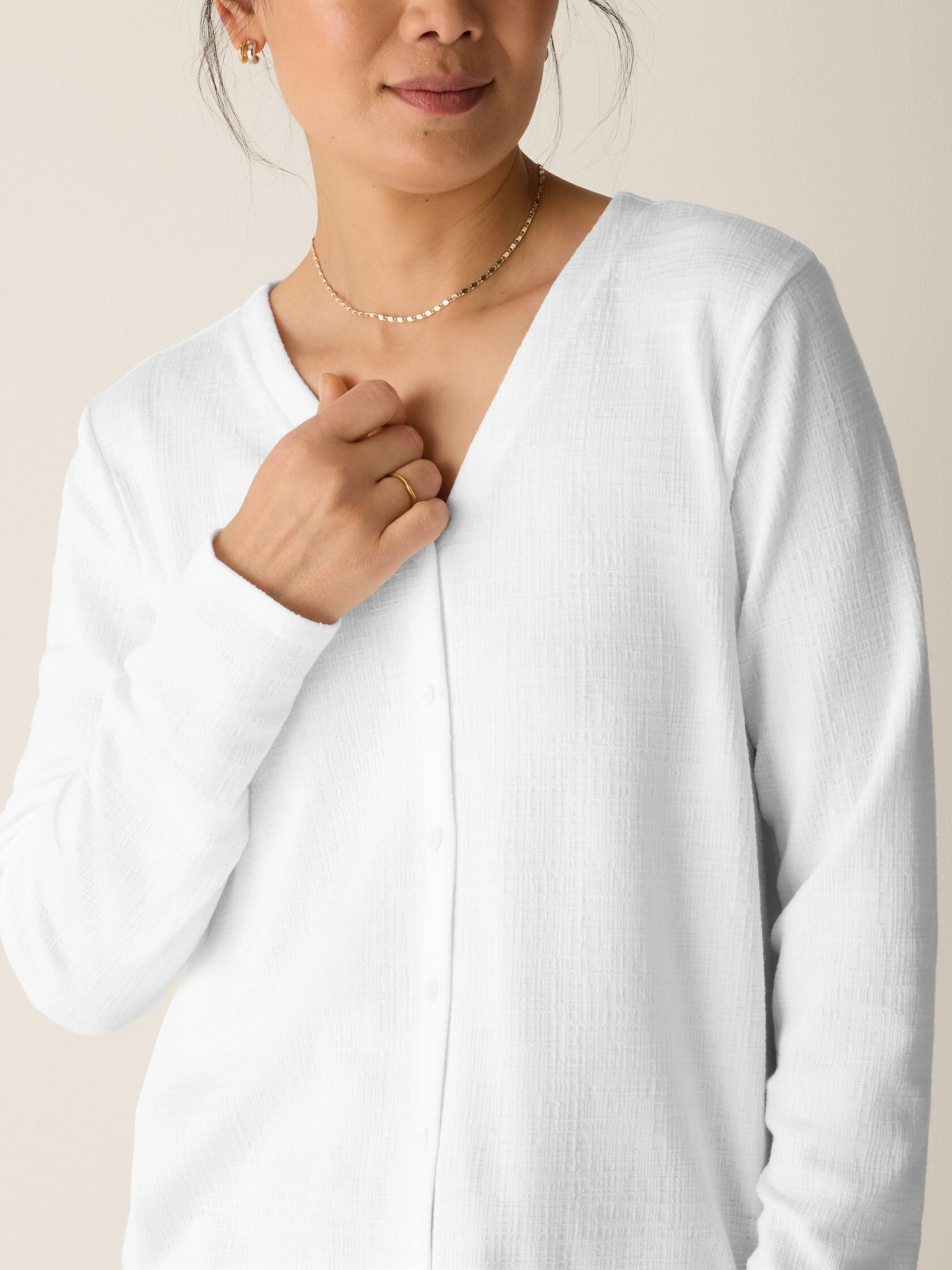 Cross Hatch Stretch Jersey Button-Front Top