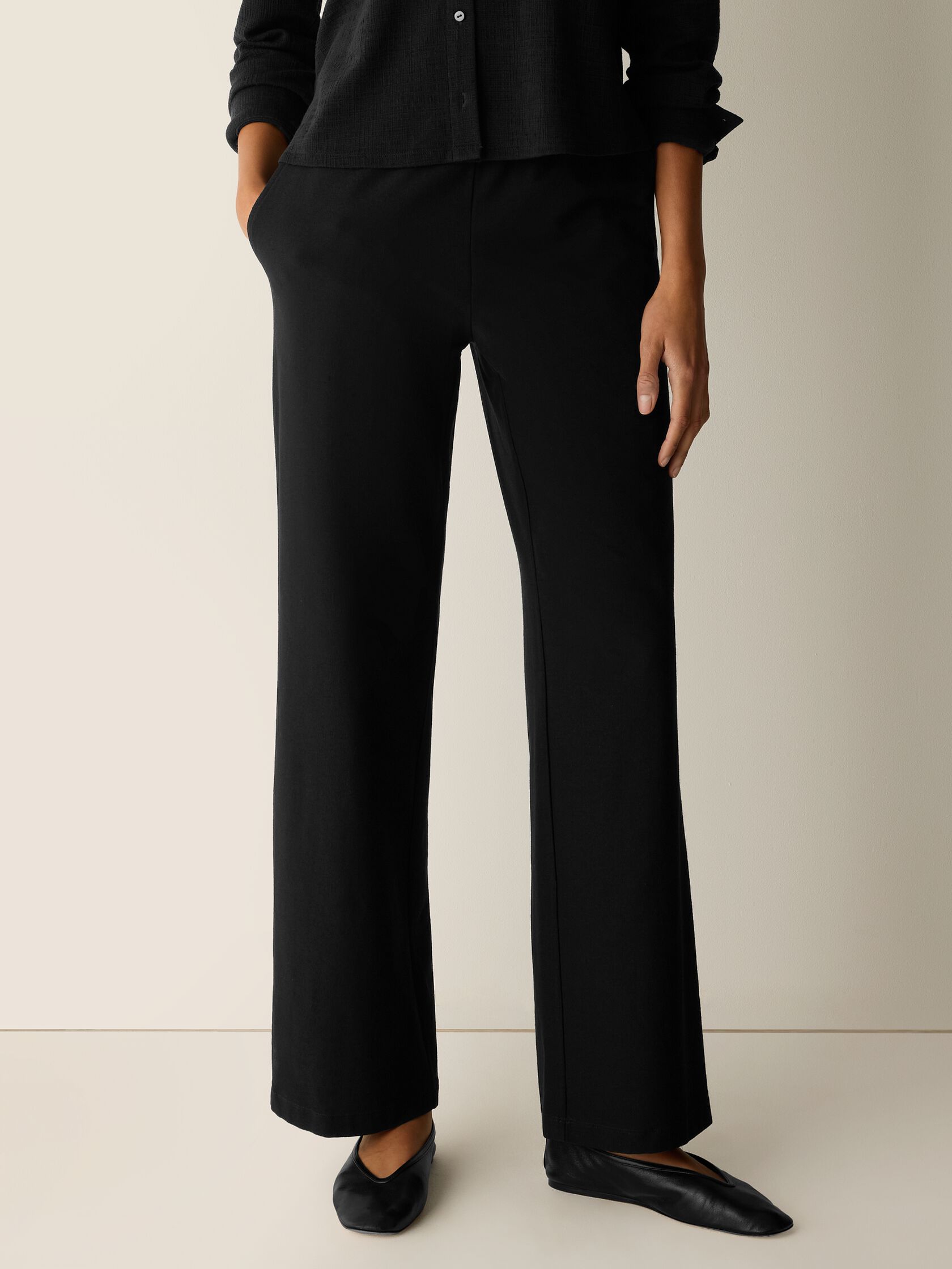 Washable Stretch Crepe Straight Pant