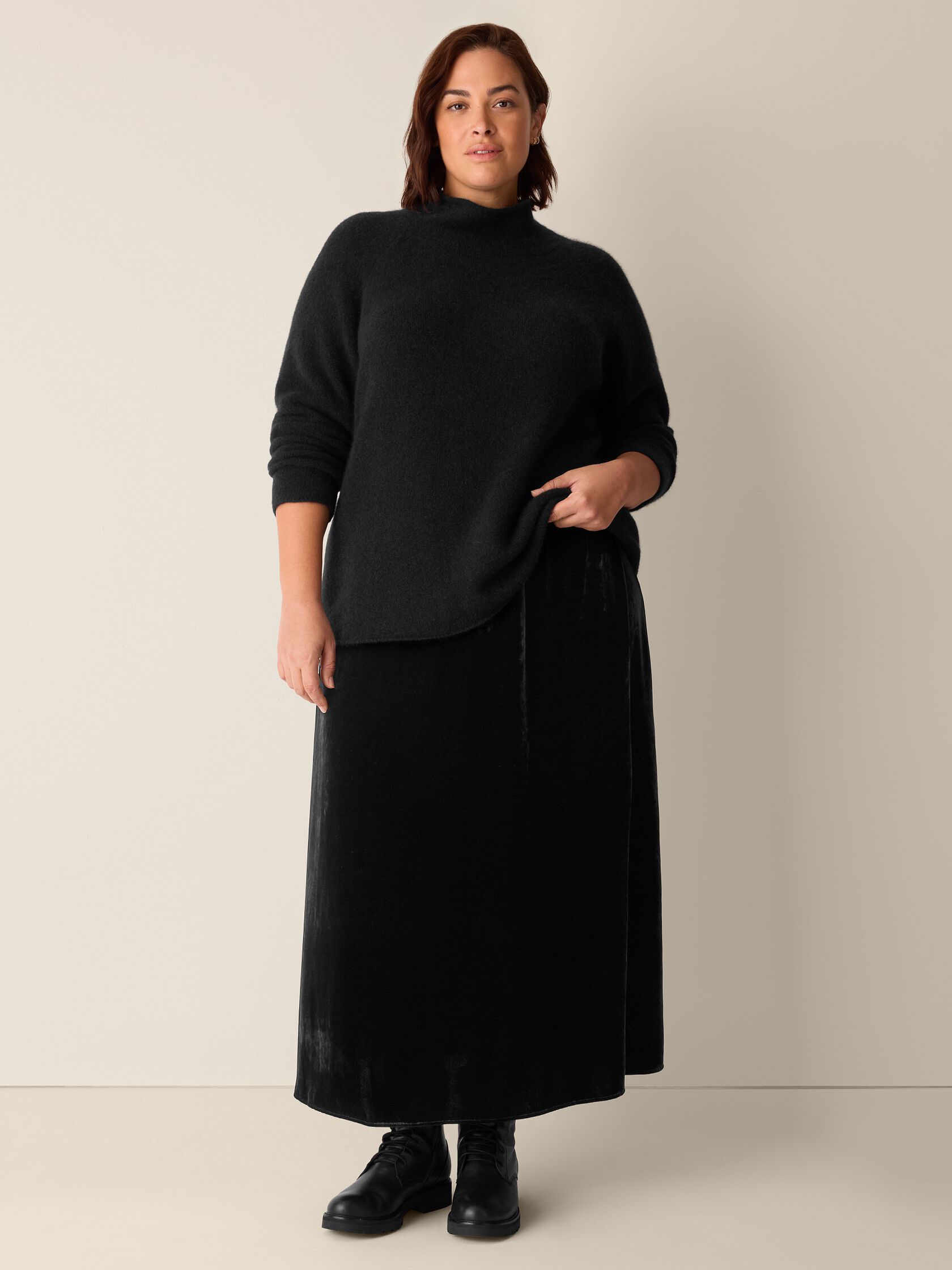 Cashmere Silk Boucle Bliss Turtleneck Top