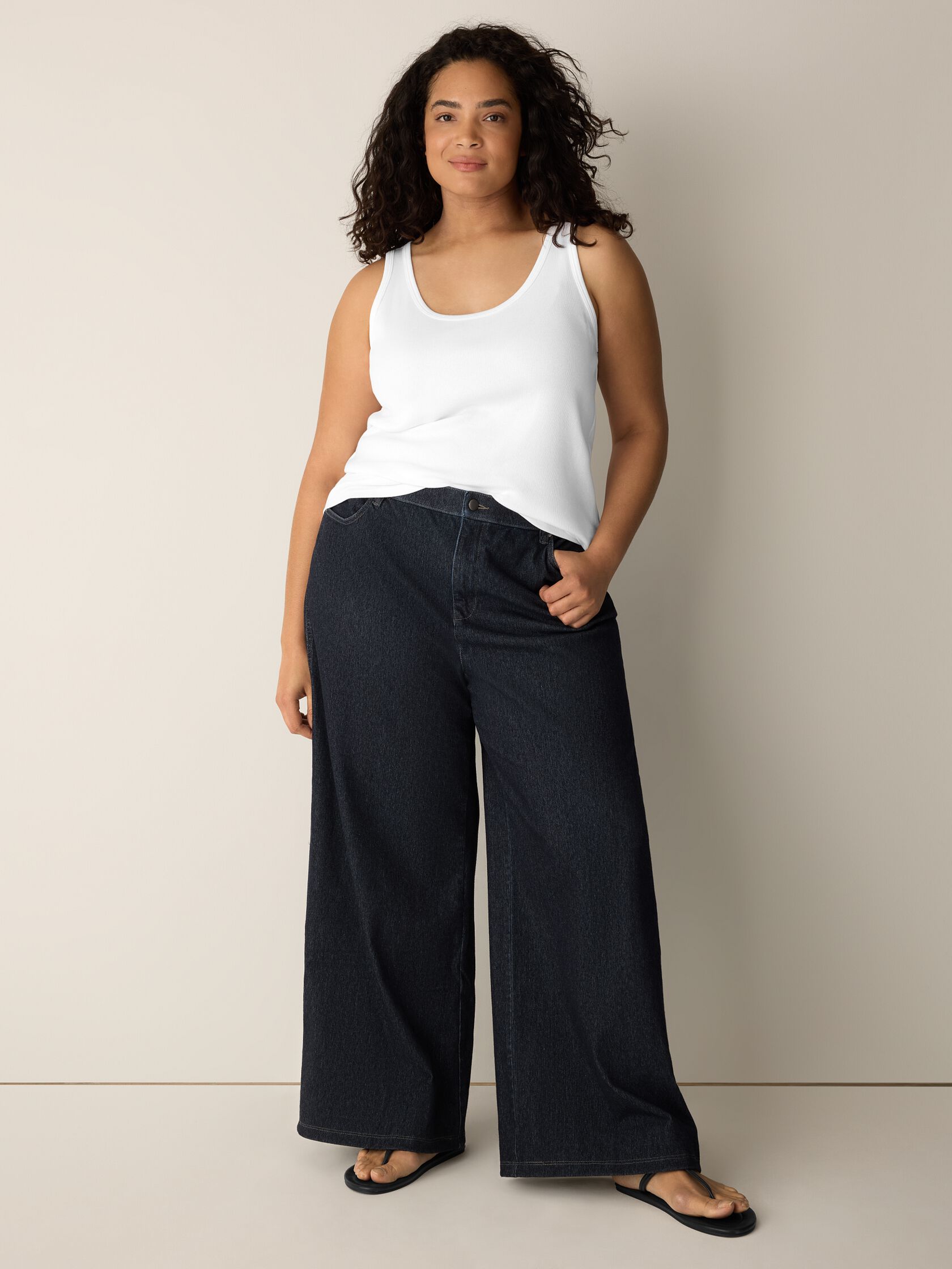 Organic Cotton Stretch Rib Scoop Neck Tank