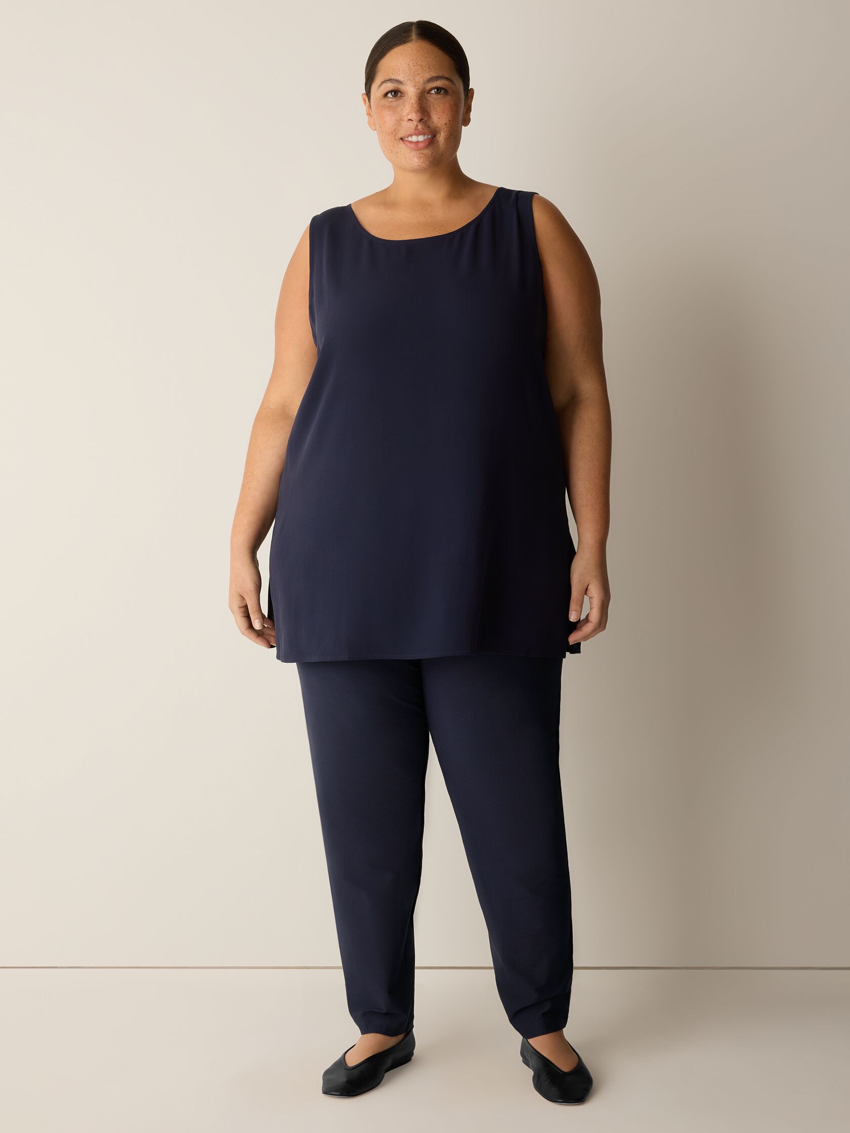 Washable Stretch Crepe Slim Pant