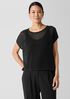 Organic Cotton Cord Sheen Jewel Neck Top