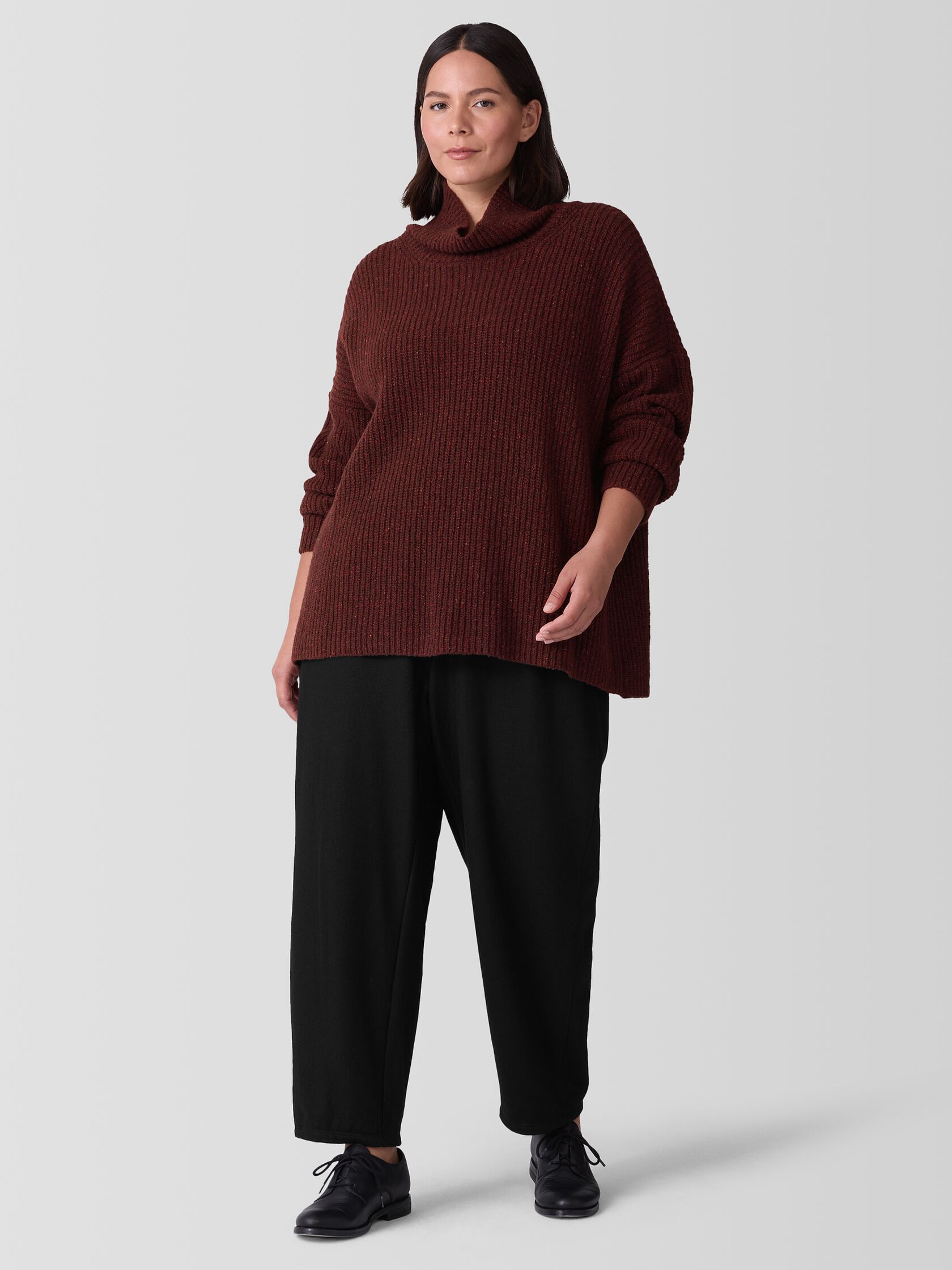 Recycled Cashmere Tweed Turtleneck Top
