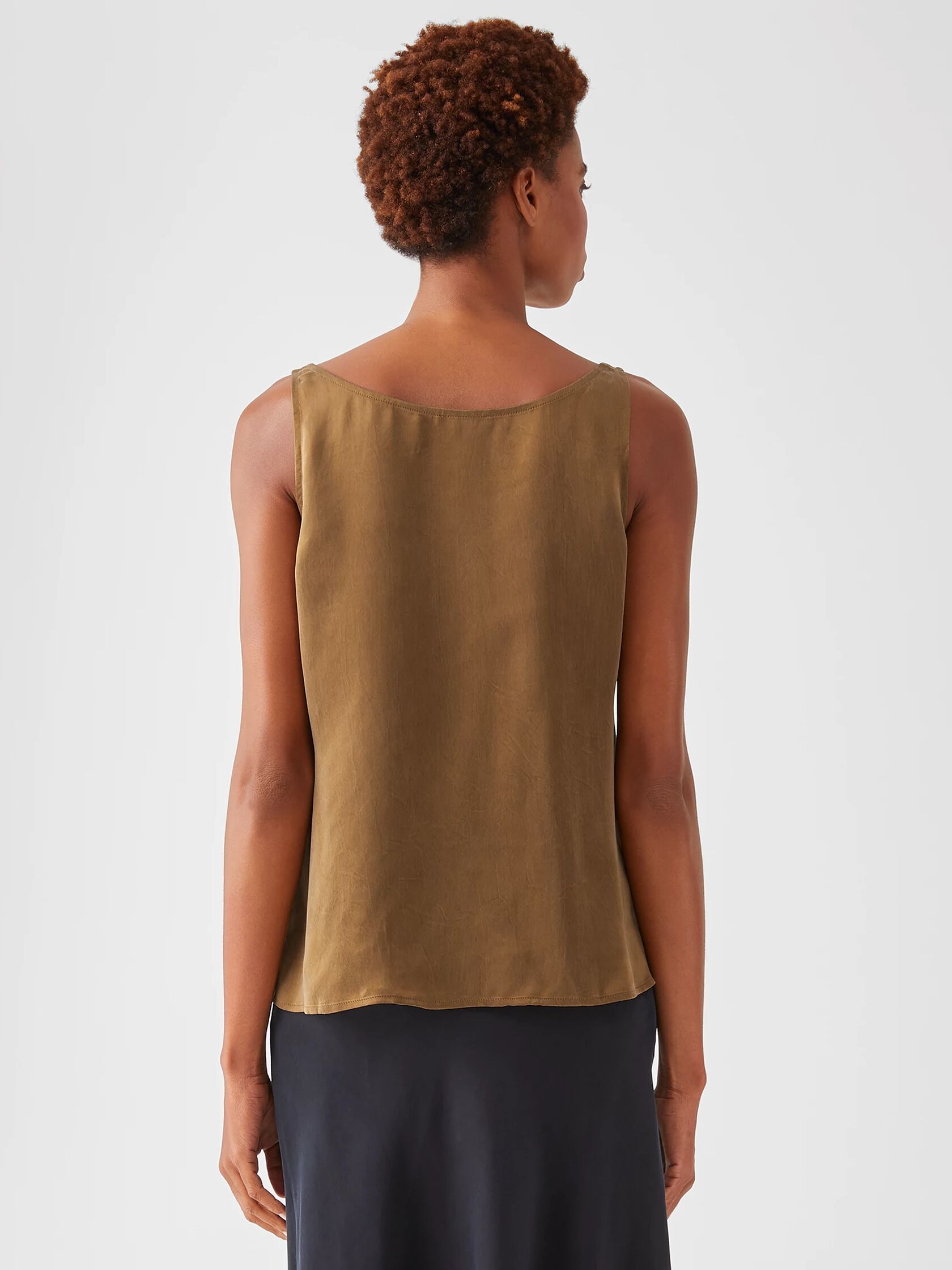 Sandwashed Cupro Scoop Neck Tank