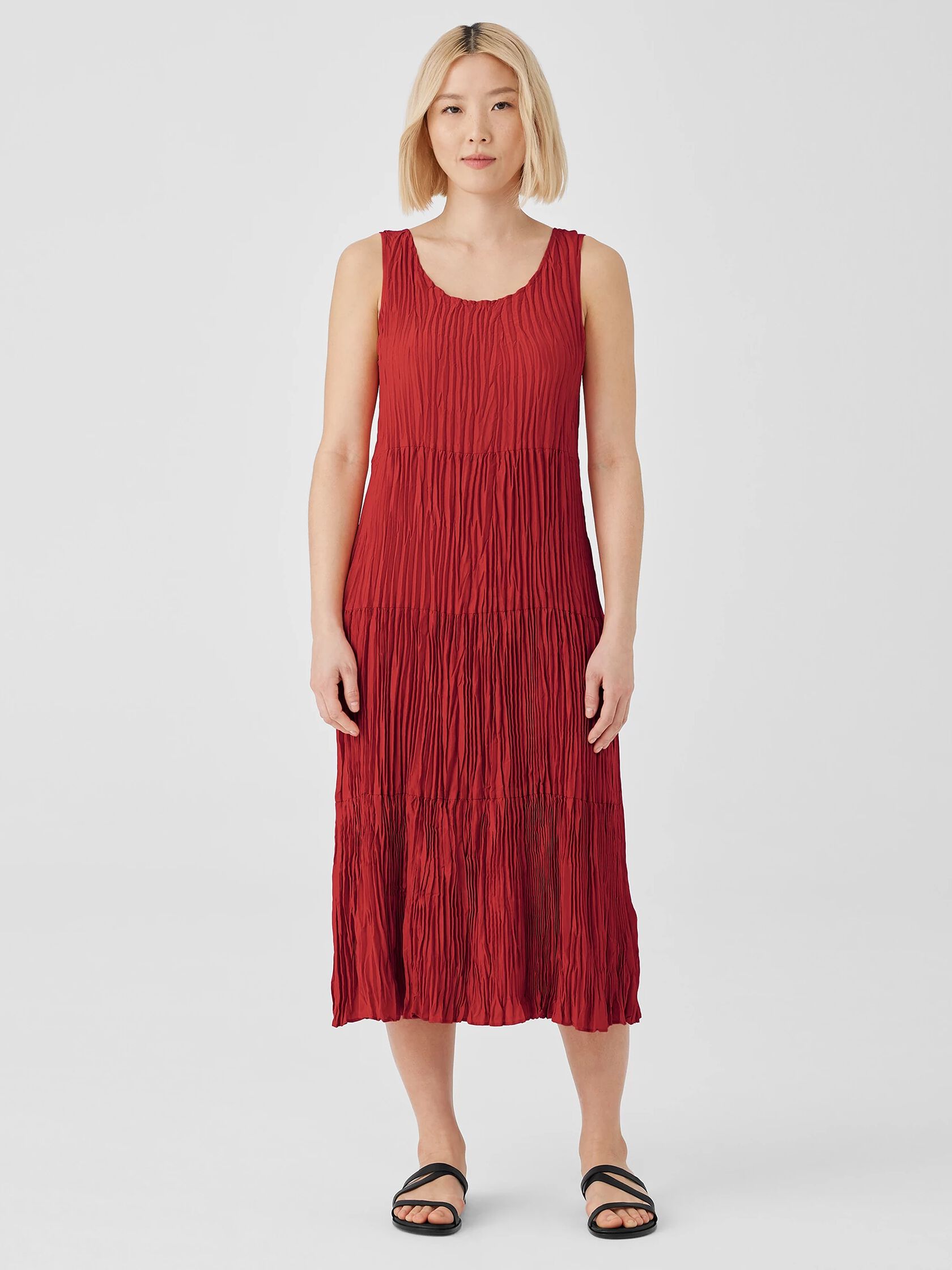Crushed Silk Tiered Dress