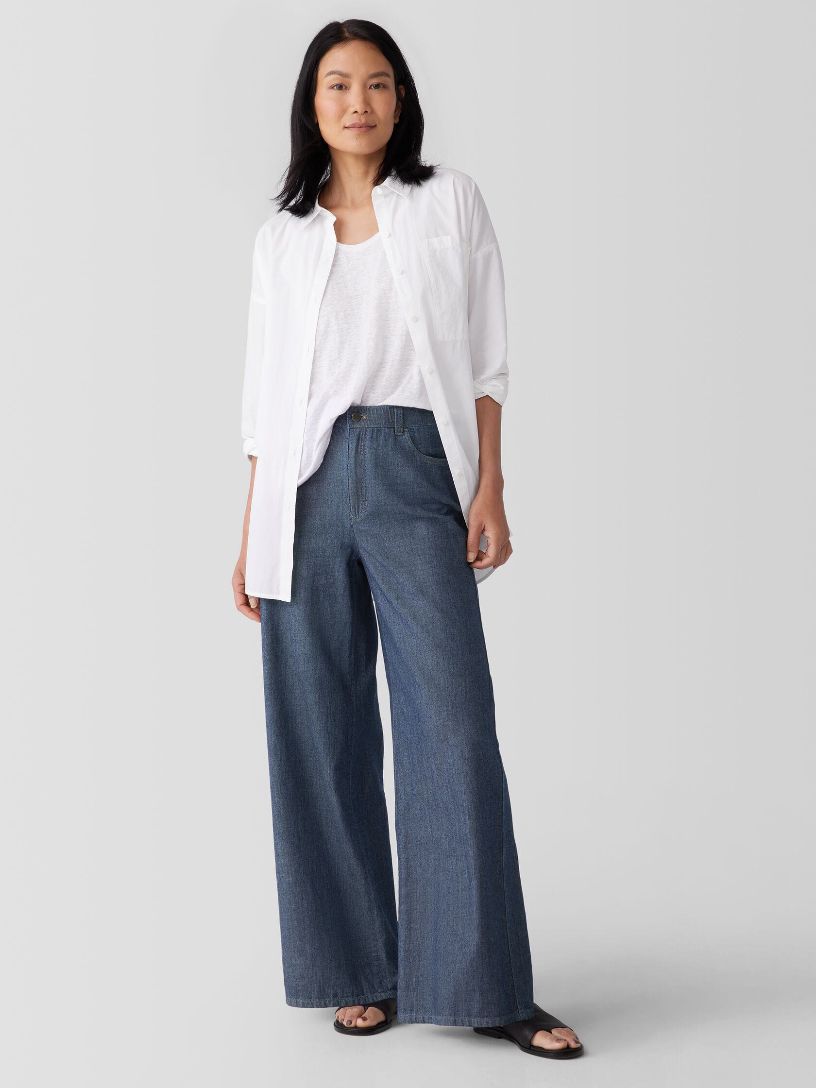 Airy Organic Cotton Twill Wide Trouser Pant