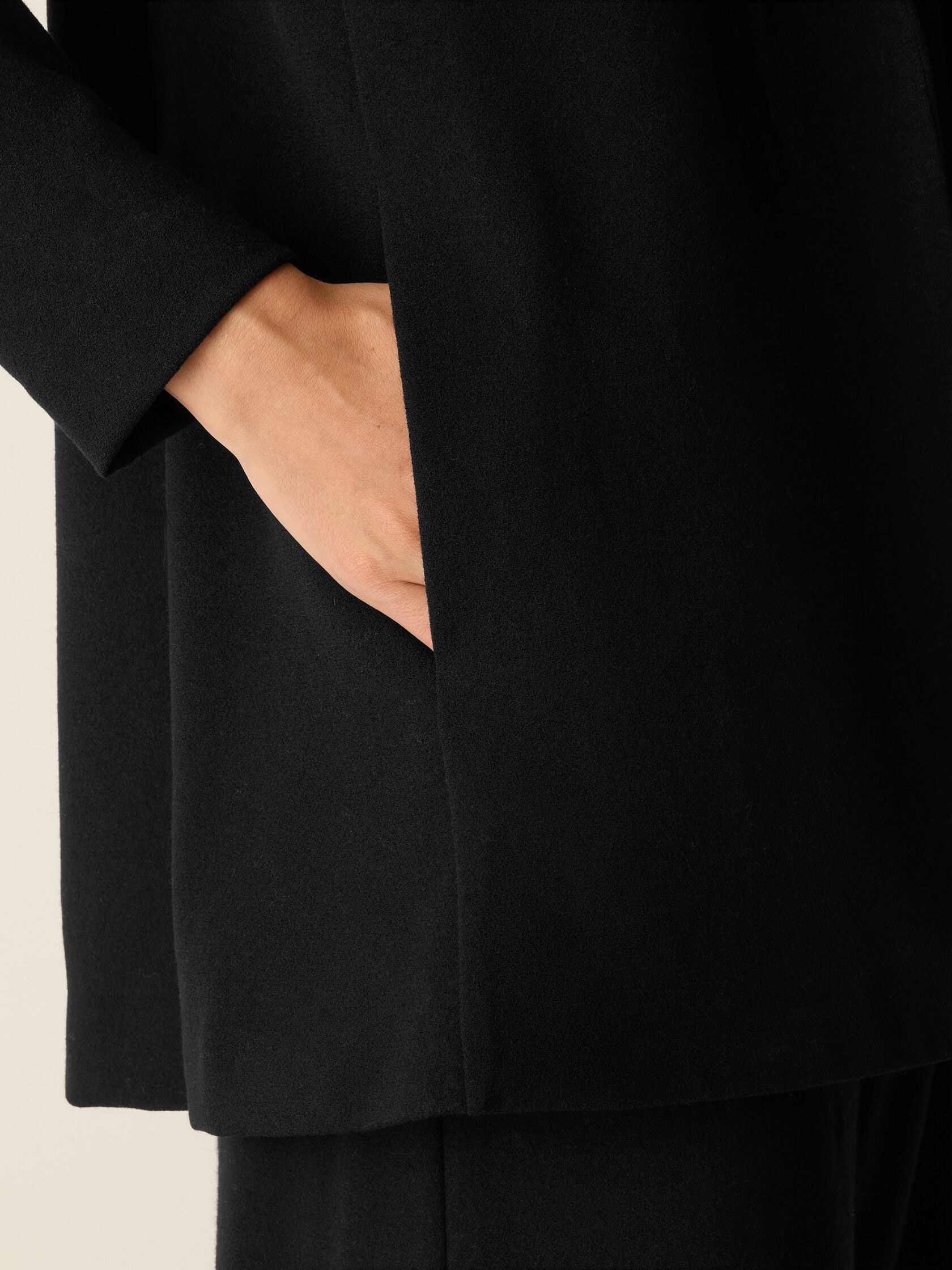 Stretch Wool Crepe Long Blazer