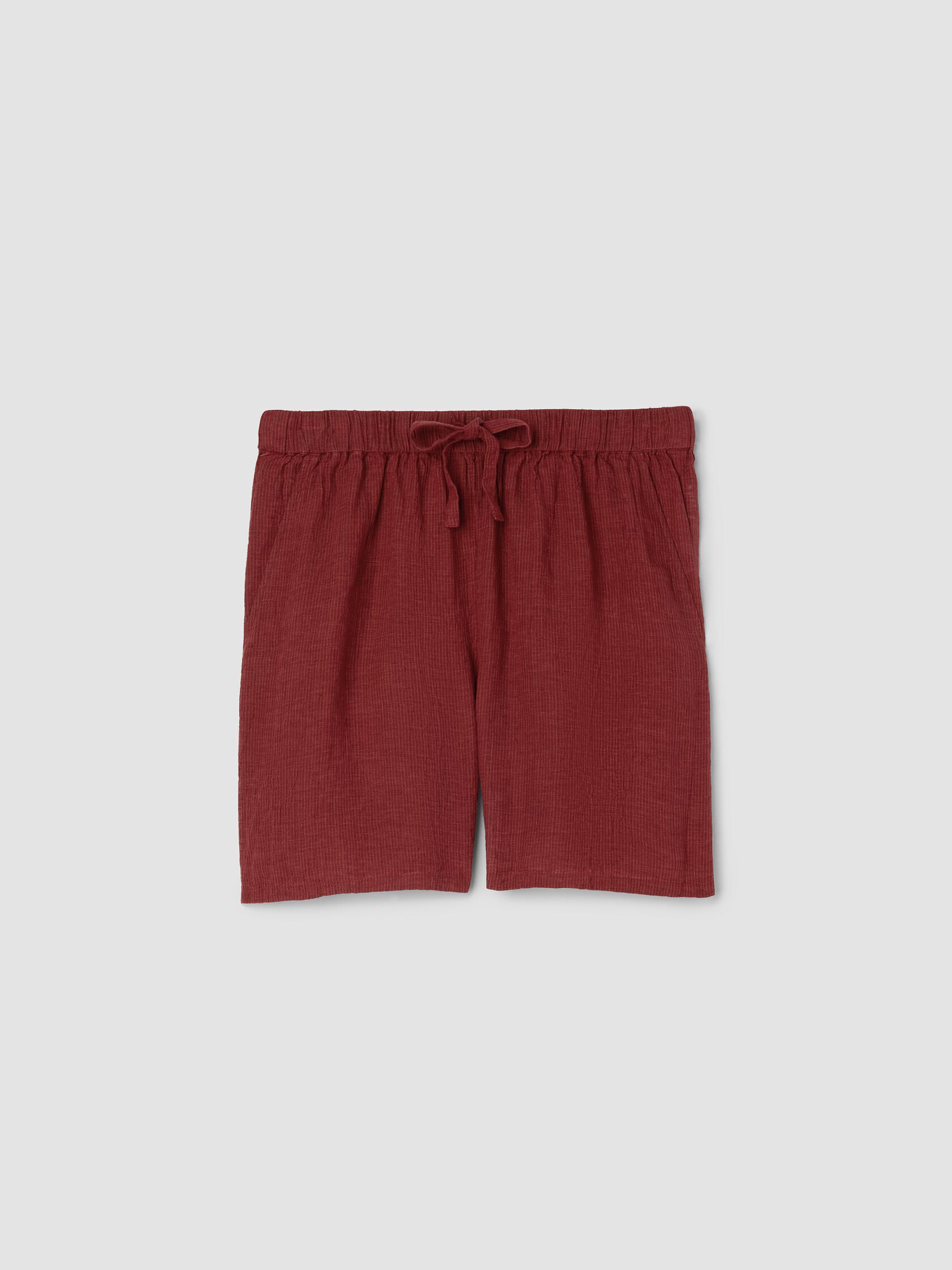 Puckered Organic Linen Stripe Shorts