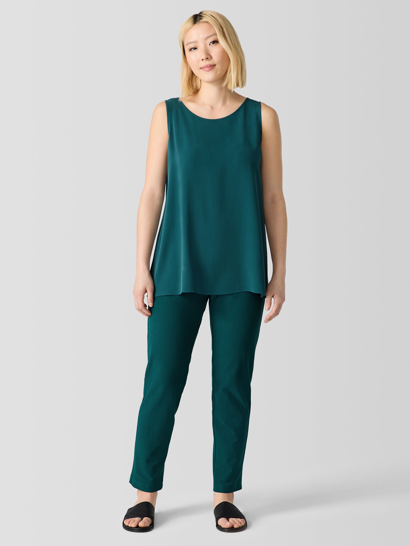 Washable Stretch Crepe Slim Pant