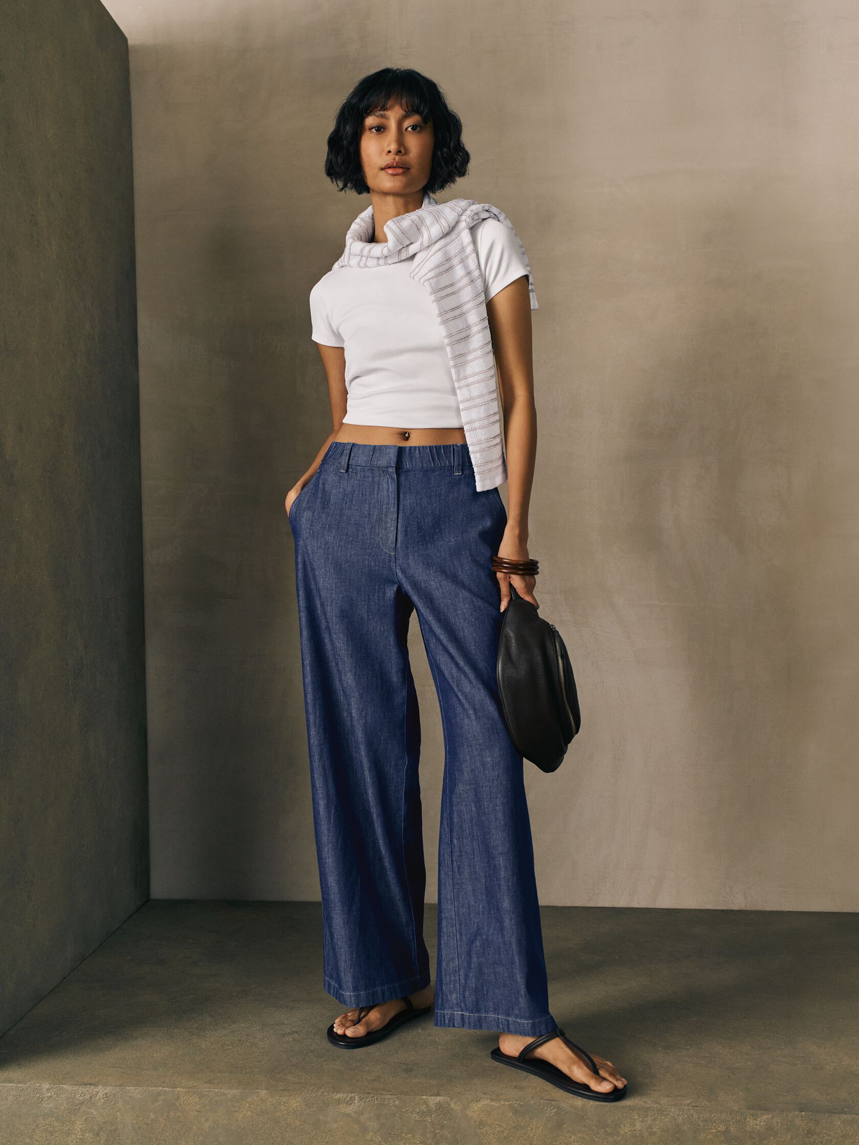 Organic Cotton Stretch Rib Crew Neck Tee