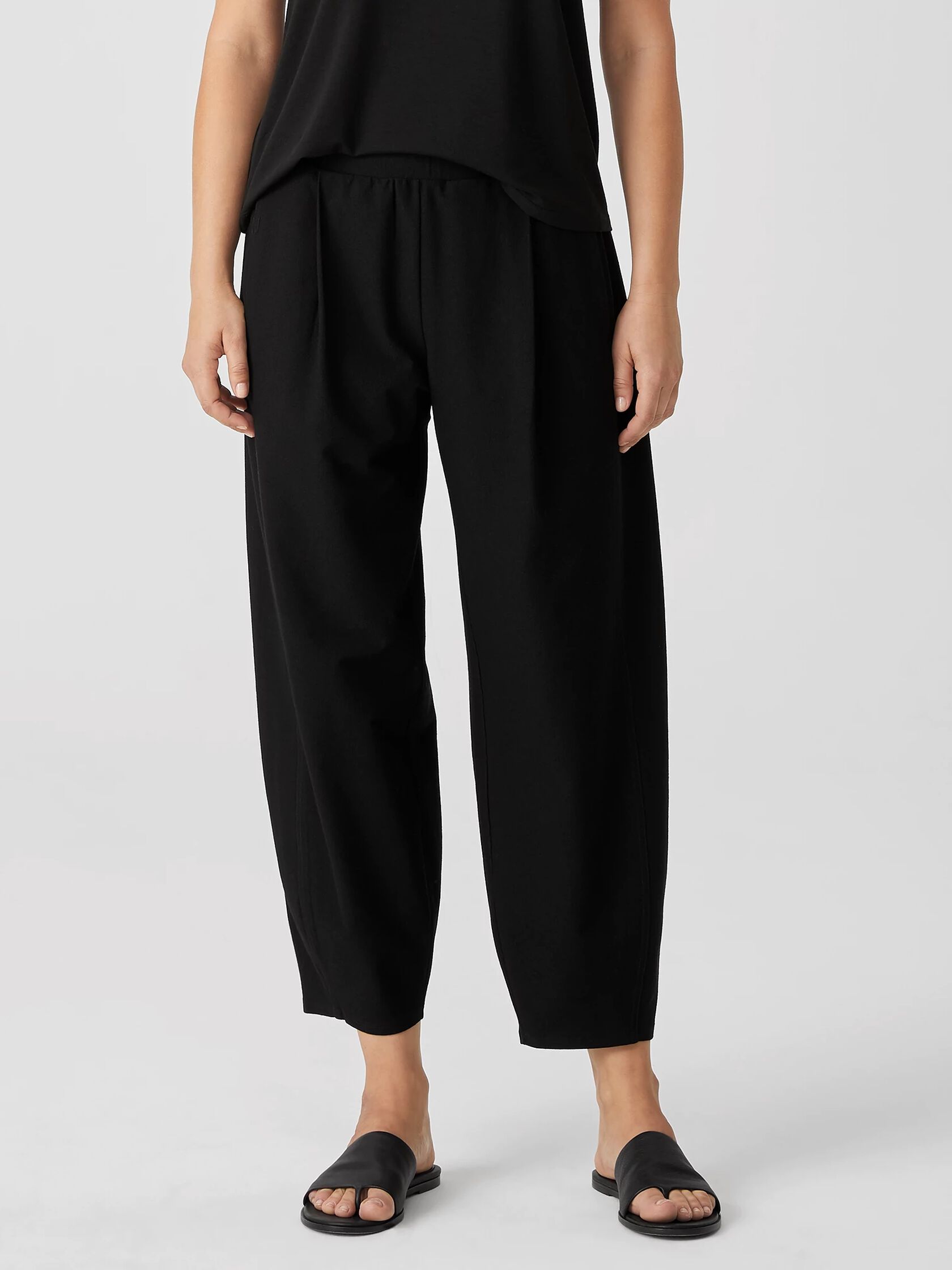 Washable Stretch Crepe Pleated Lantern Pant