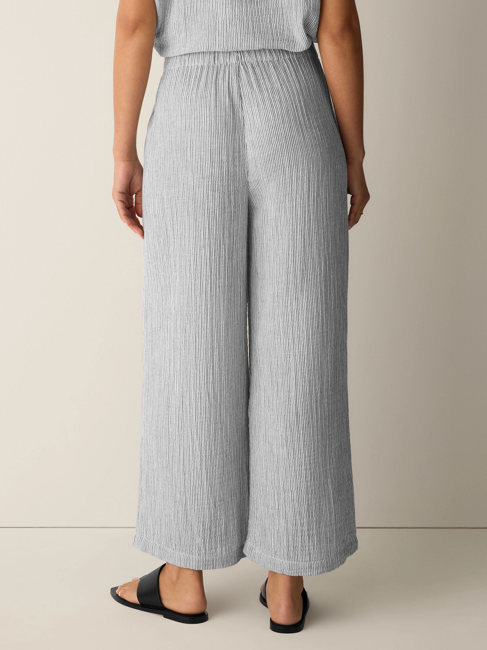 Striped Organic Cotton Gauze Wide-Leg Pant