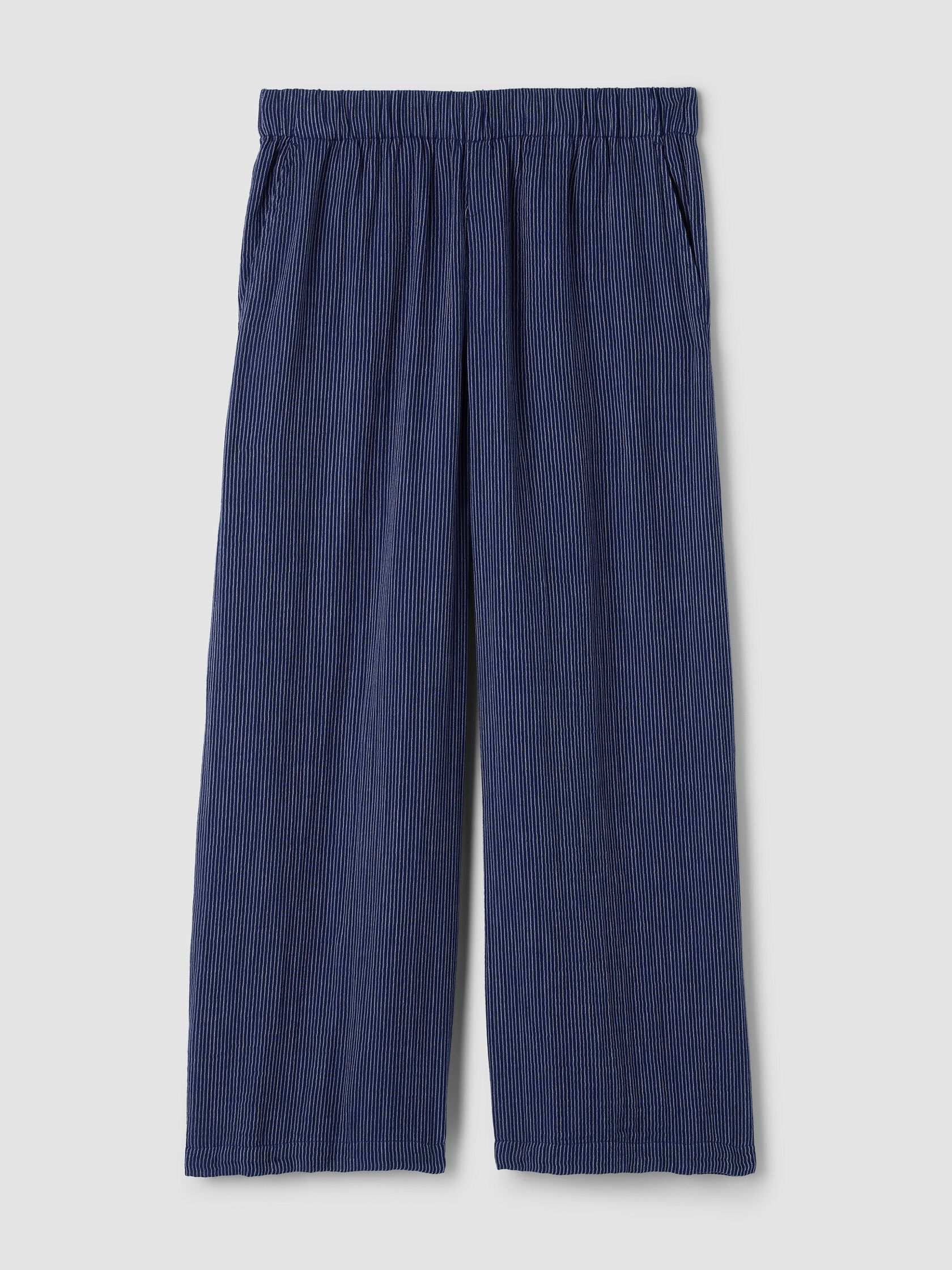 Striped Organic Cotton Gauze Wide-Leg Pant