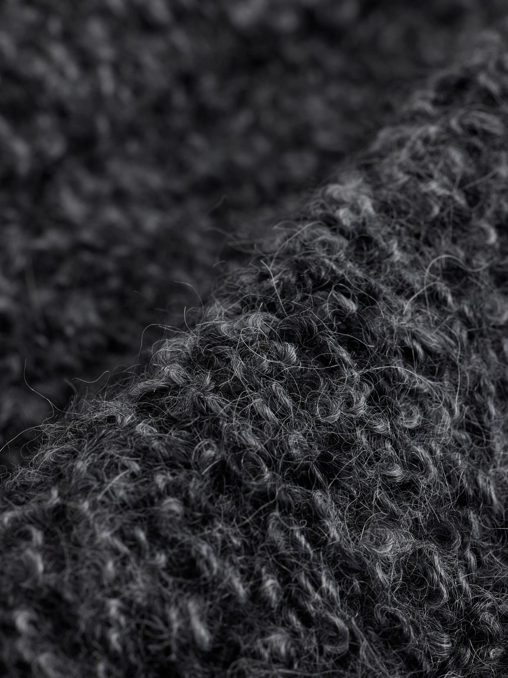 Curly Alpaca Wool Blend Round Neck Coat
