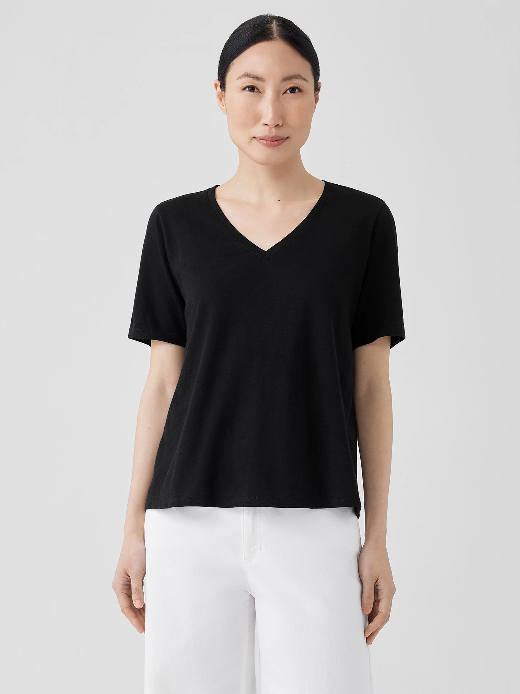 Organic Cotton Slub V-Neck Tee