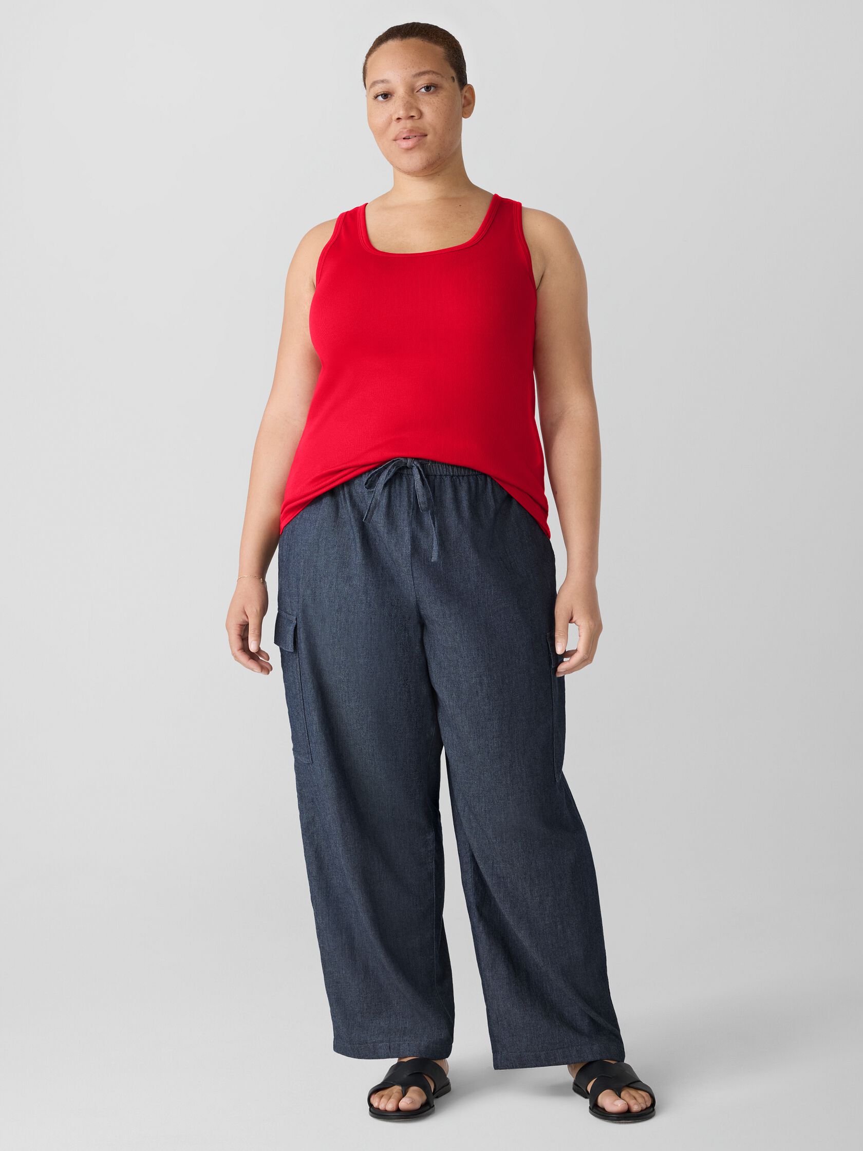 Organic Cotton Stretch Rib Scoop Neck Tank
