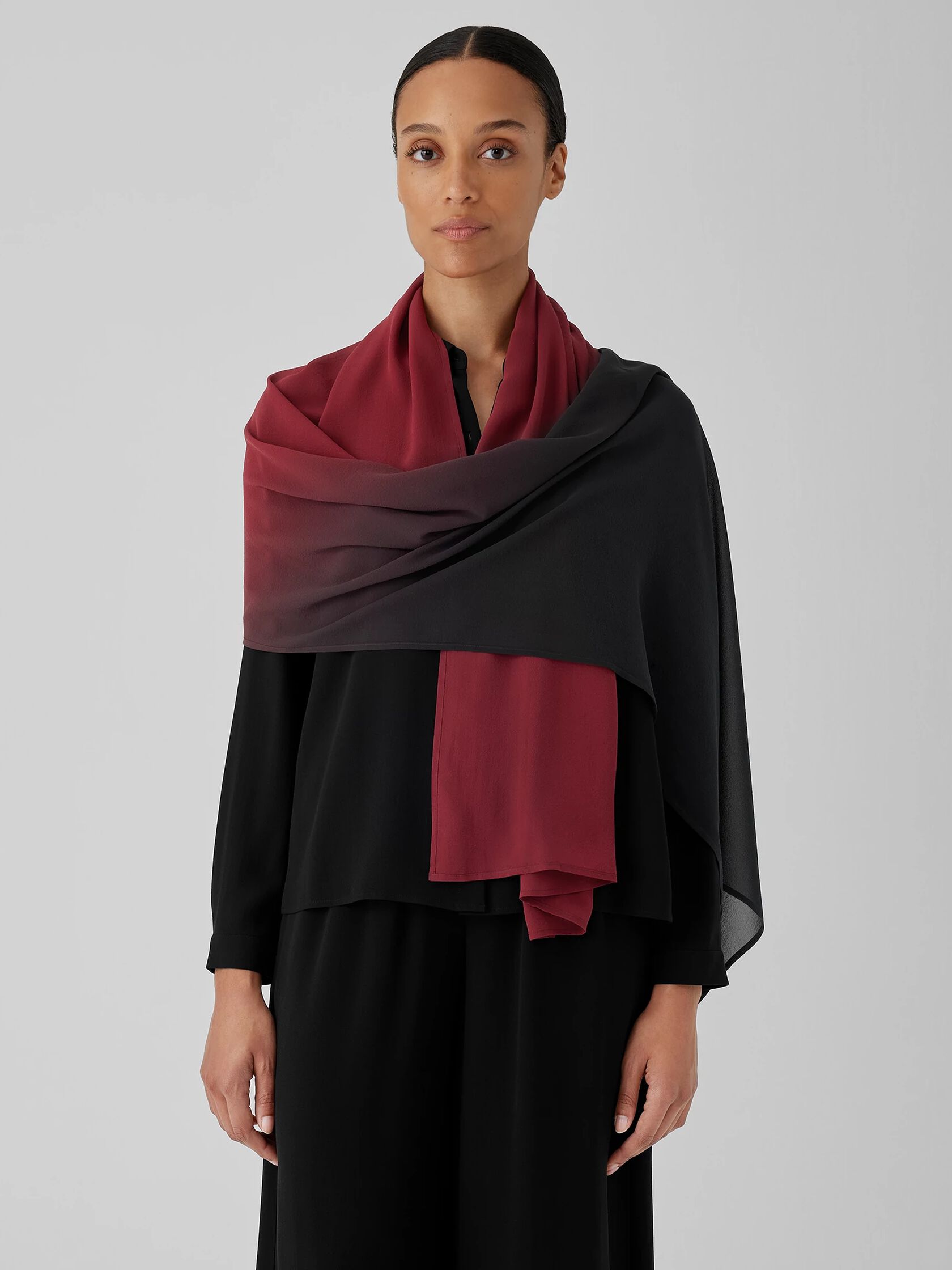 Ombré Sheer Silk Georgette Scarf
