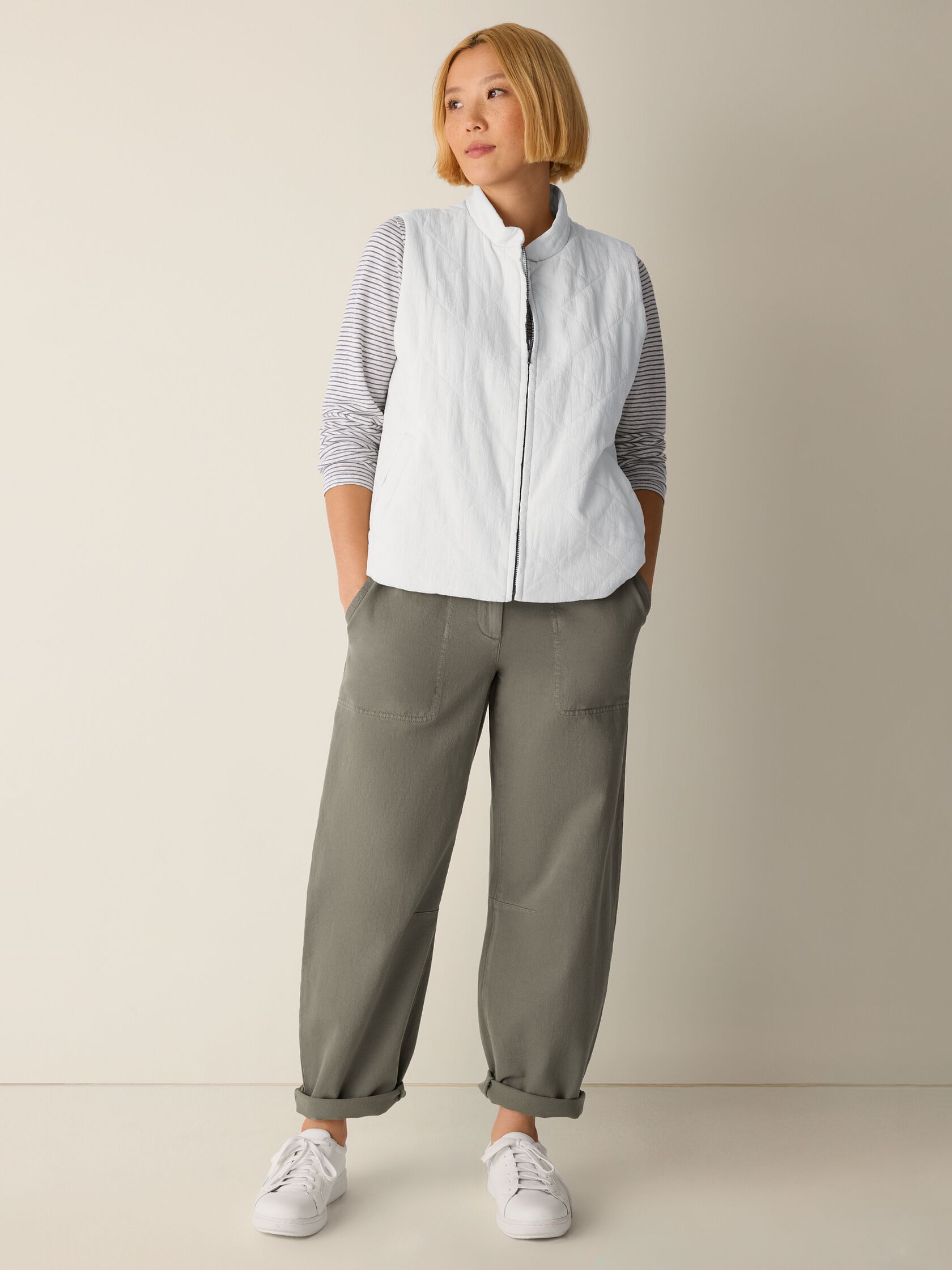 Organic Linen Cotton Crepe Quilted Vest