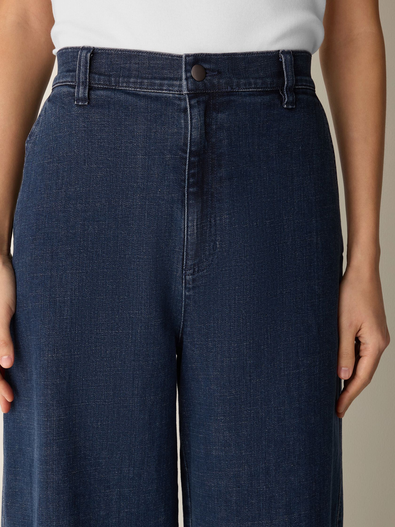 Cotton Stretch Denim Roomy Wide Trouser